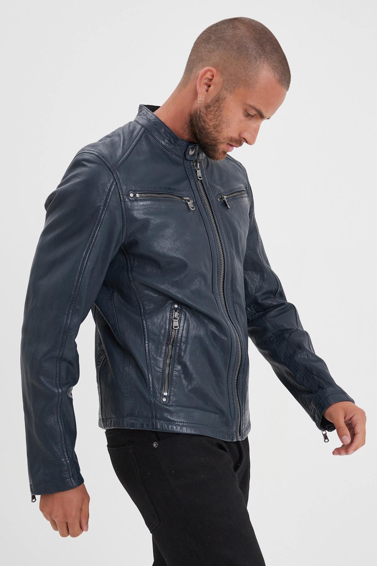 Giacche Uomo Daytona GAFINO LAMB VITA NAVY BLUE — vista 10