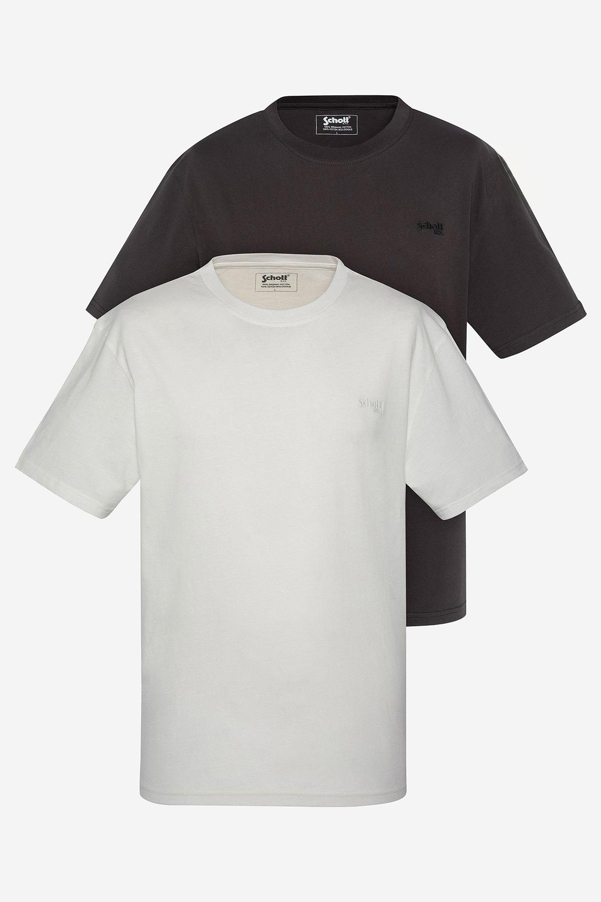 Herren T-shirt Schott TSBASE01 WASHED BLACK / OFF WHITE — Ansicht 5
