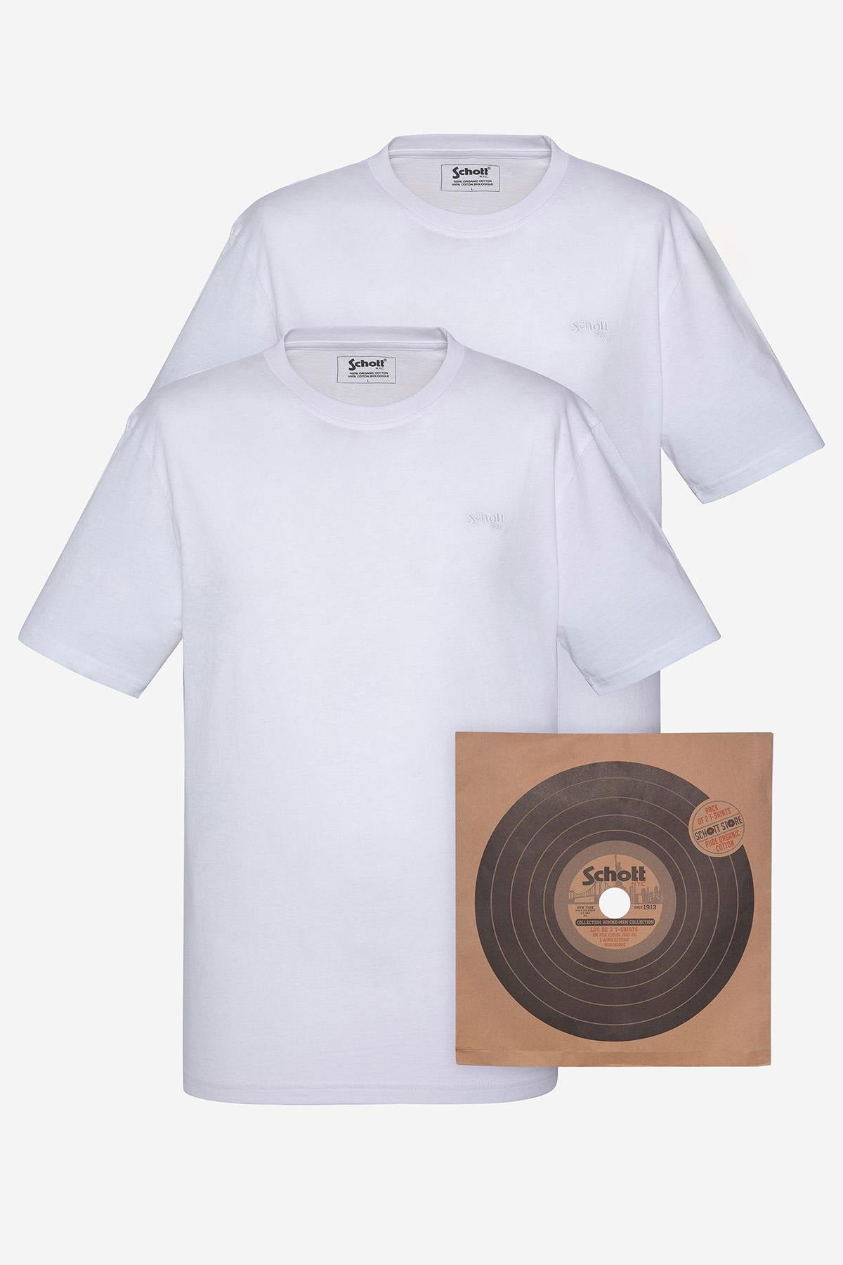 Tee Shirt Homme Schott TSBASE01 WHITE / WHITE — vue 1
