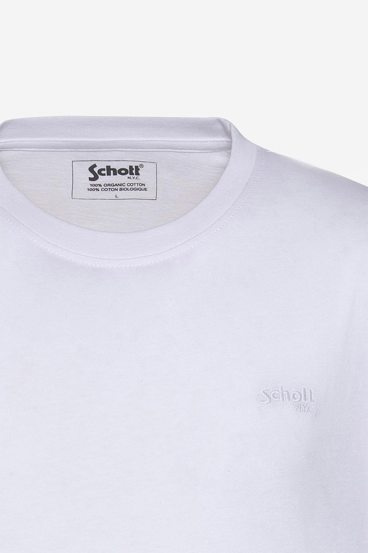Tee Shirt Homme Schott TSBASE01 WHITE / WHITE — vue 2