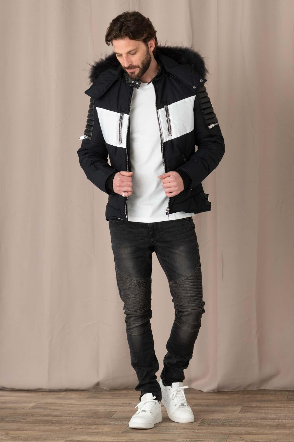Chaqueta Hombre Horspist CARBONE SPORT T CUIR MARINE NOIR ZZ — vista 2