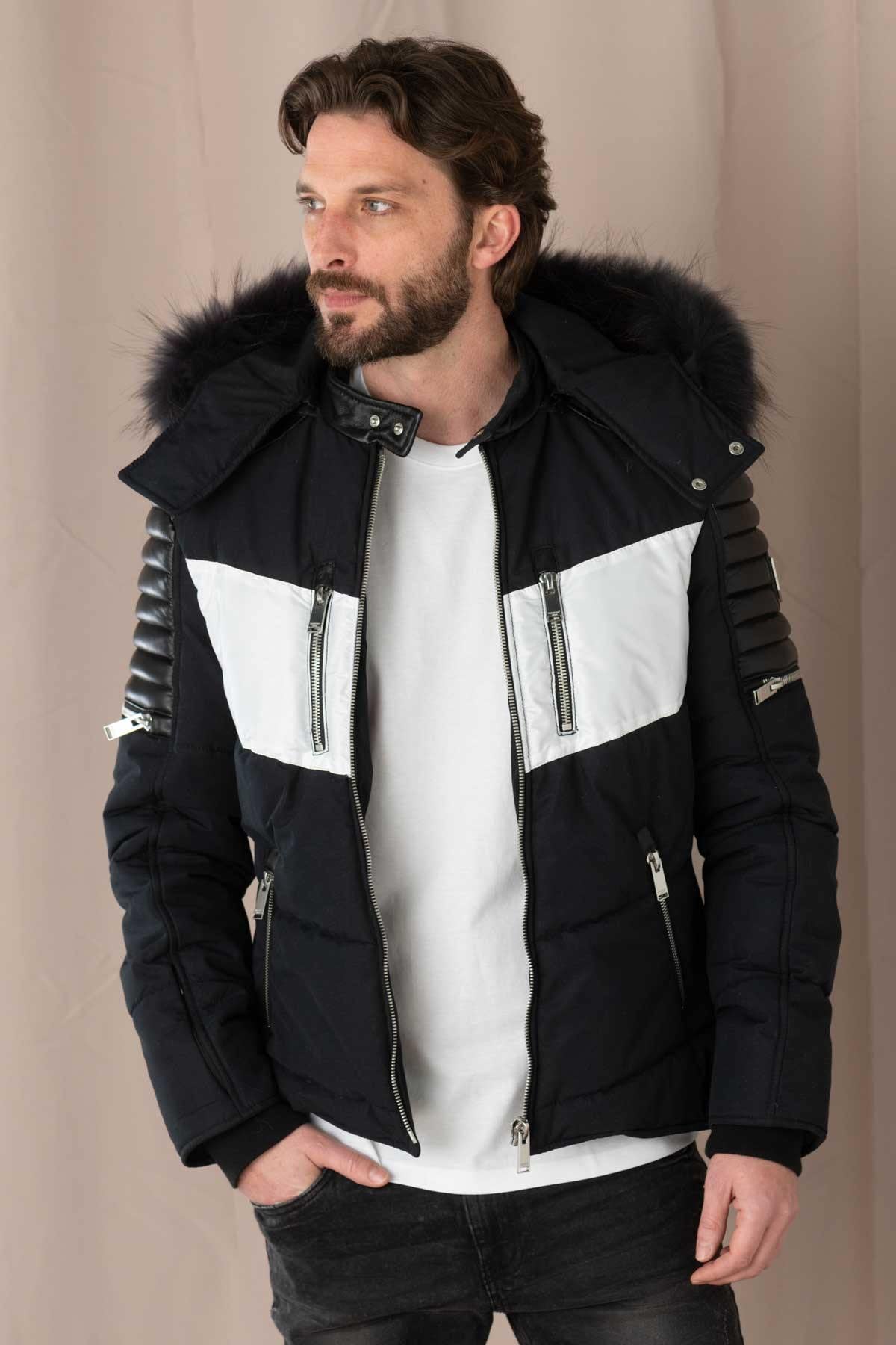 Chaqueta Hombre Horspist CARBONE SPORT T CUIR MARINE NOIR ZZ — vista 1