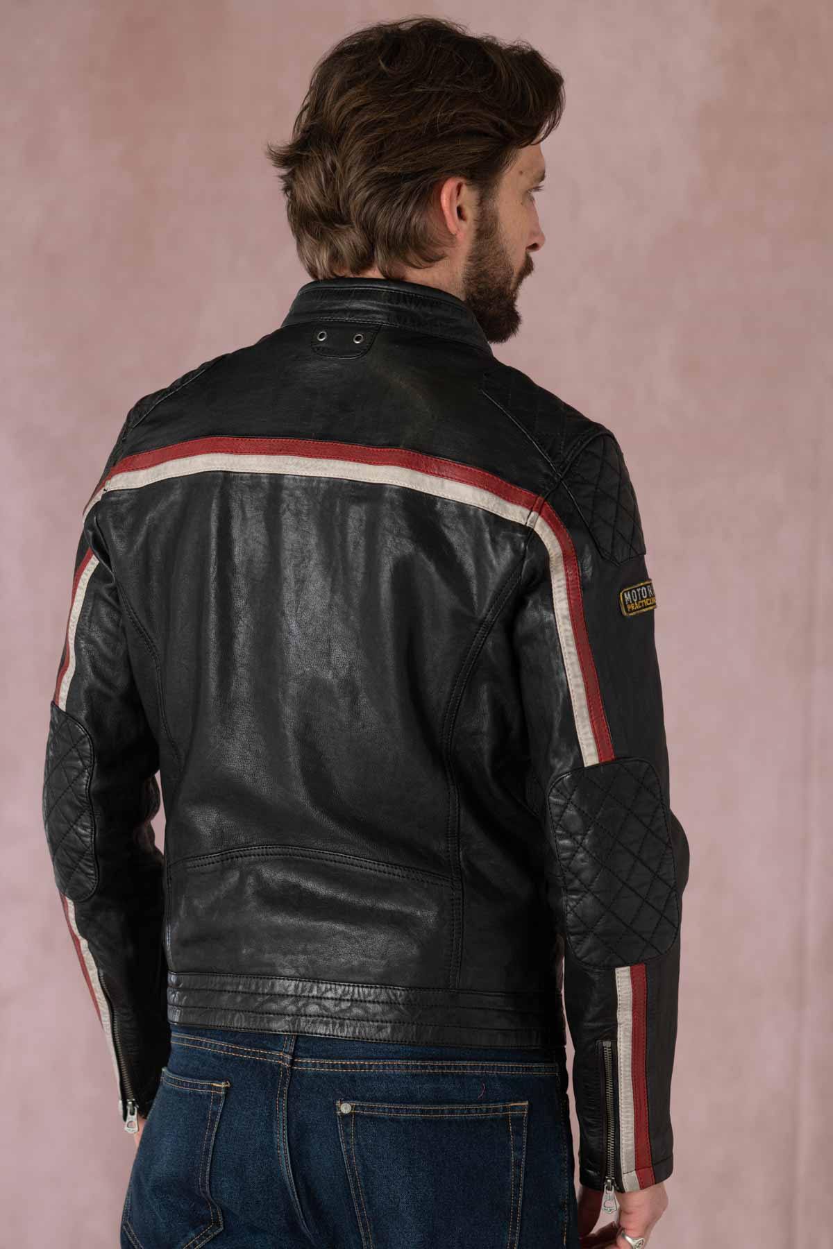 Giacche Uomo Daytona PHILADELPHIA LAMB VITA BLACK/RED — vista 5