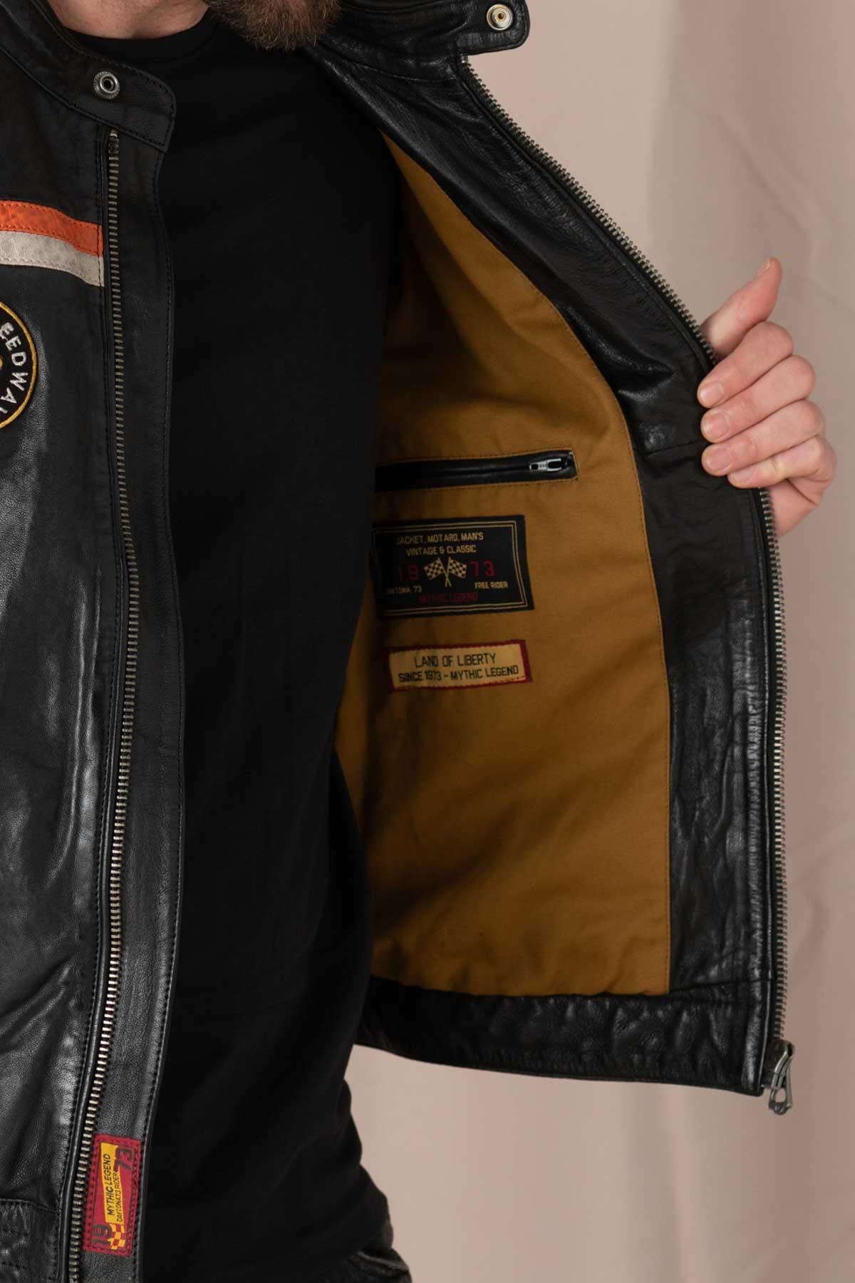 Blouson Homme Daytona PHILADELPHIA LAMB VITA BLACK/ORANGE  — vue 6