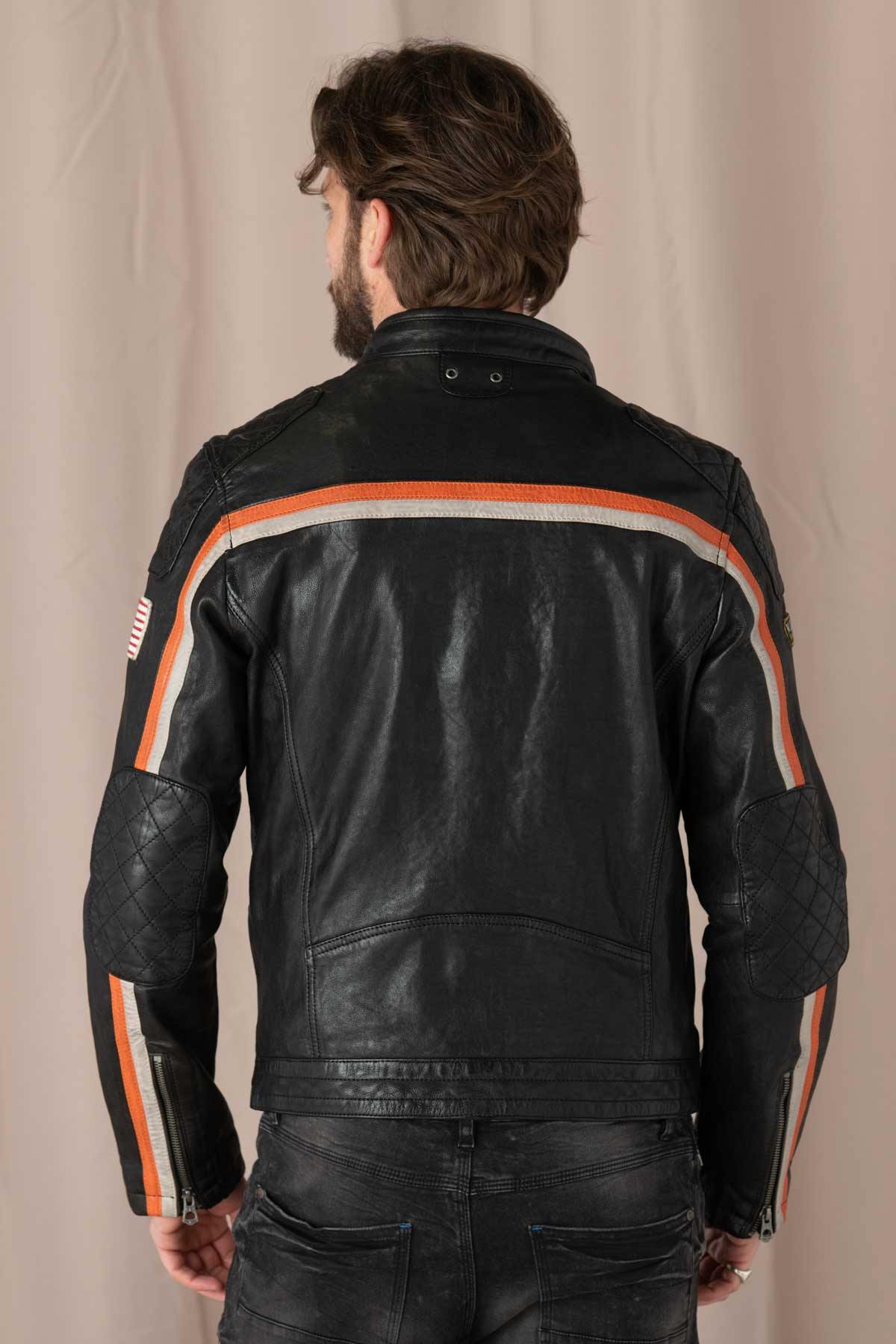 Blouson Homme Daytona PHILADELPHIA LAMB VITA BLACK/ORANGE  — vue 5
