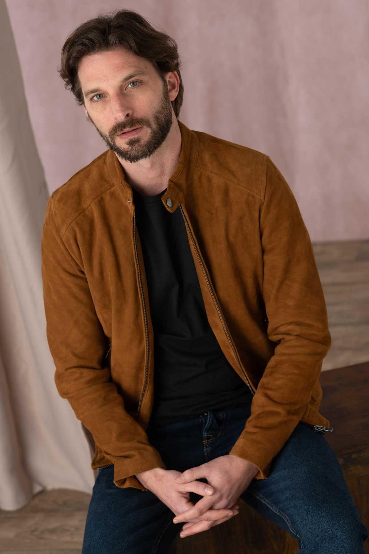 Blouson Homme Daytona DELF GOAT SUEDE COGNAC — vue 1