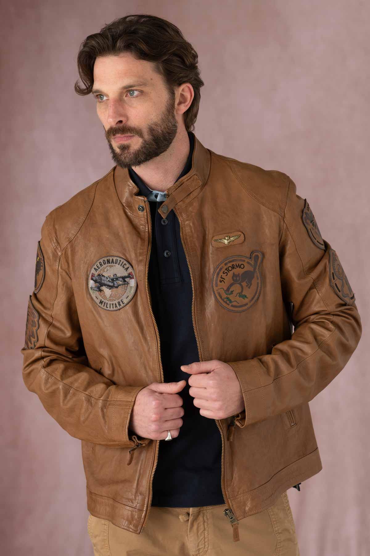 Giacche Uomo Aeronautica Militare PN5037PL147 00006 CUOIO — vista 4