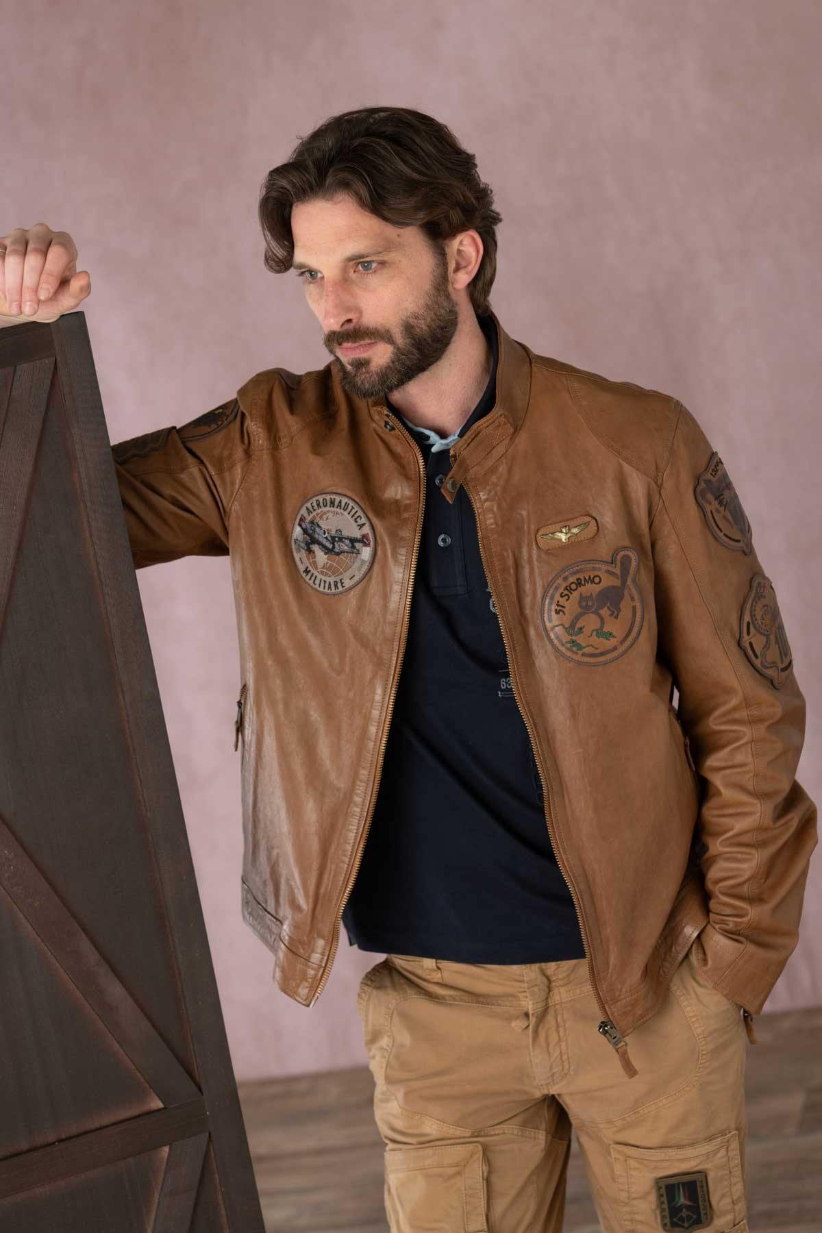 Giacche Uomo Aeronautica Militare PN5037PL147 00006 CUOIO — vista 1