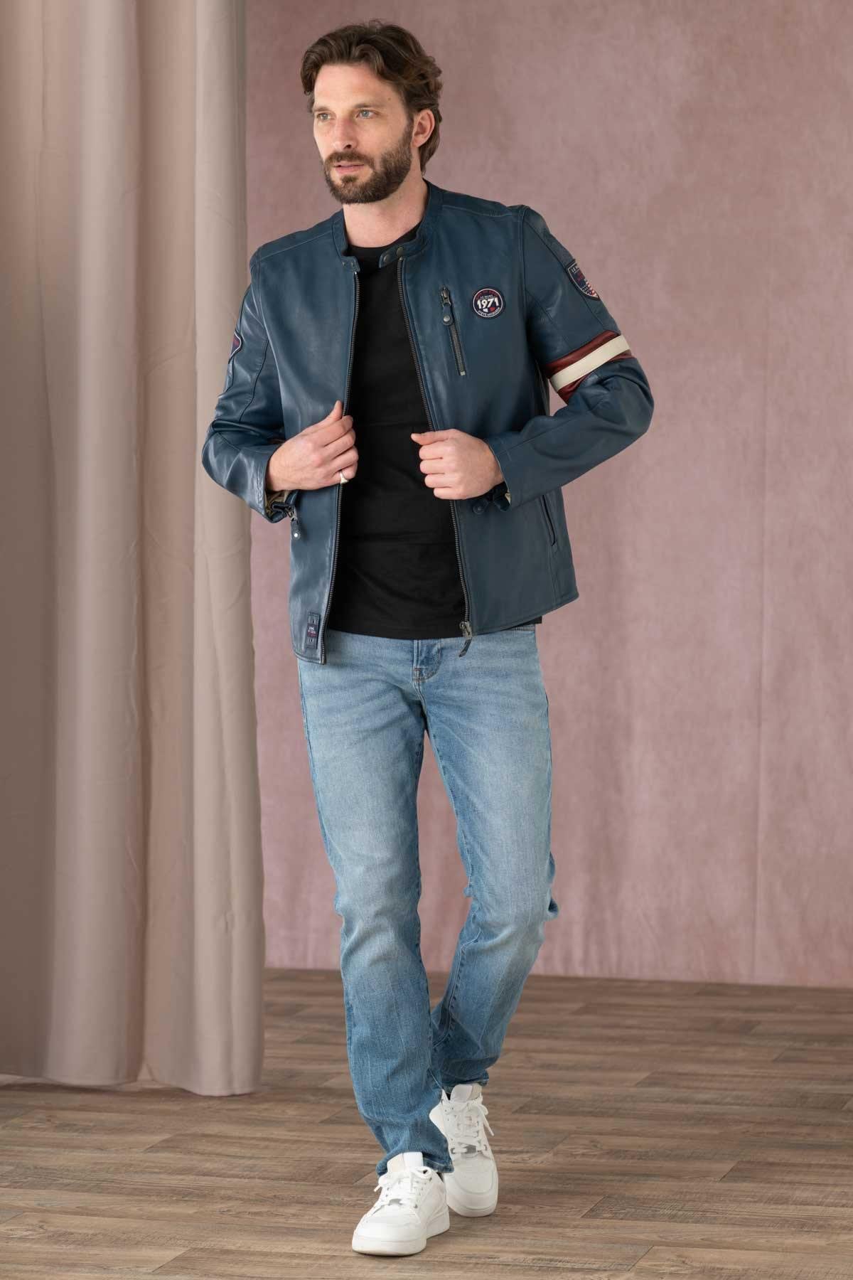 Blouson Homme Steve Mcqueen GARY SHEEP CROWN ROYAL BLUE — vue 3