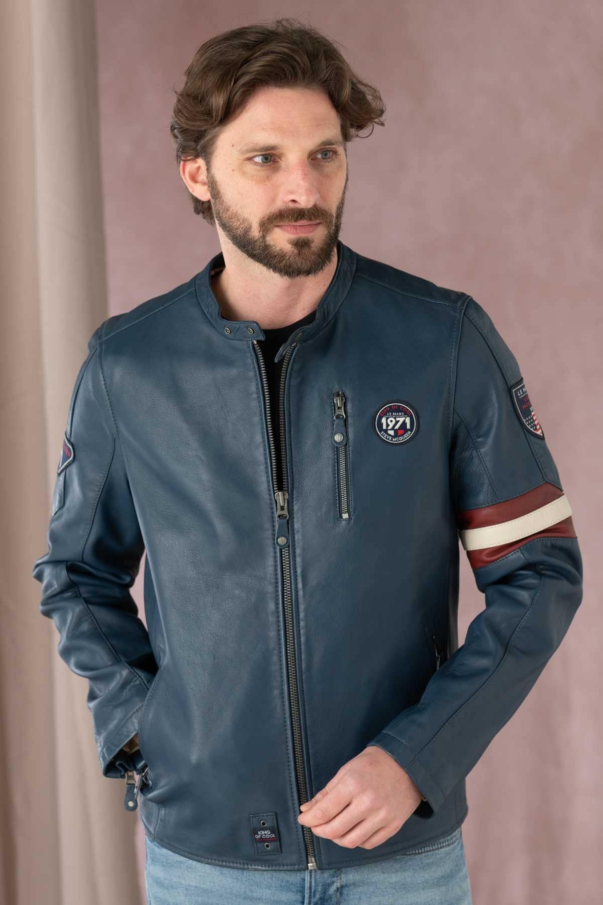 Blouson Homme Steve Mcqueen GARY SHEEP CROWN ROYAL BLUE — vue 1
