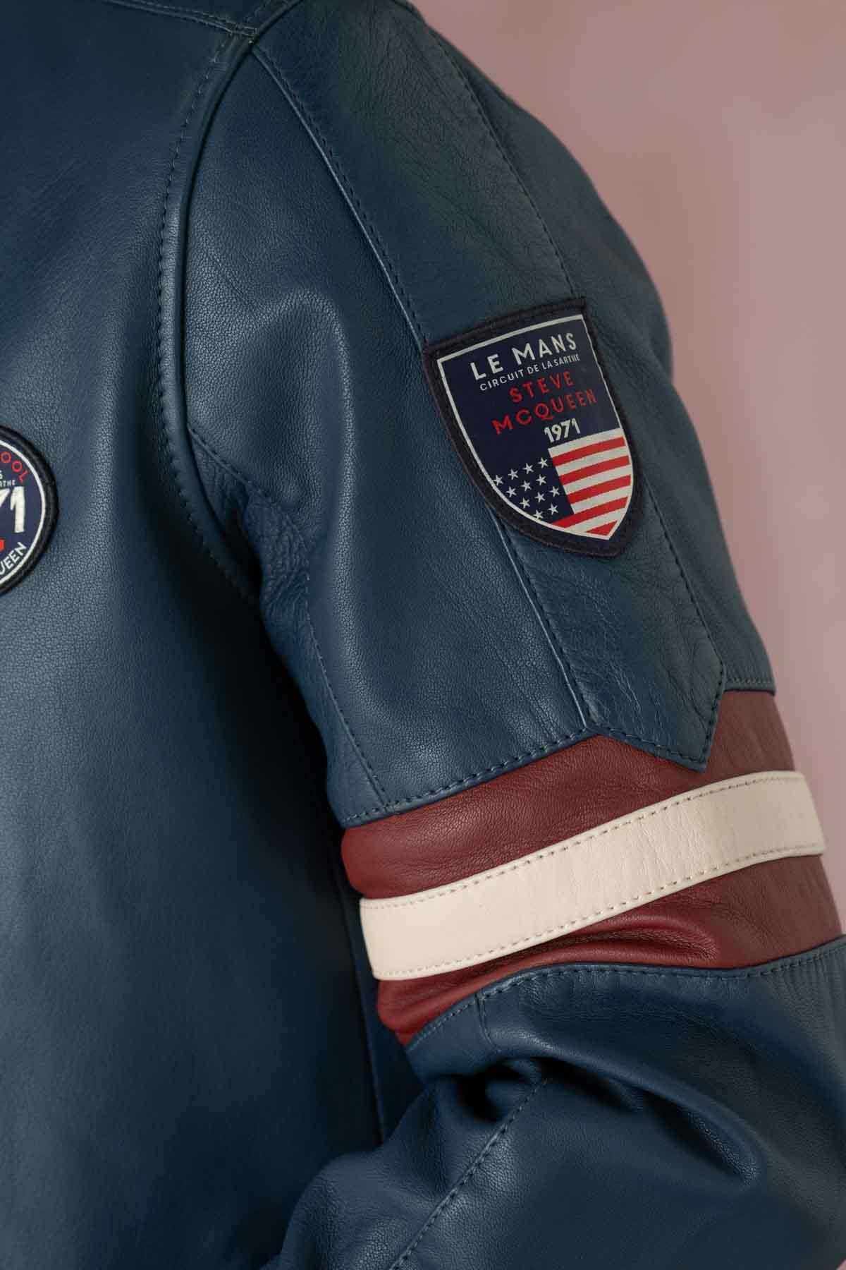 Blouson Homme Steve Mcqueen GARY SHEEP CROWN ROYAL BLUE — vue 6