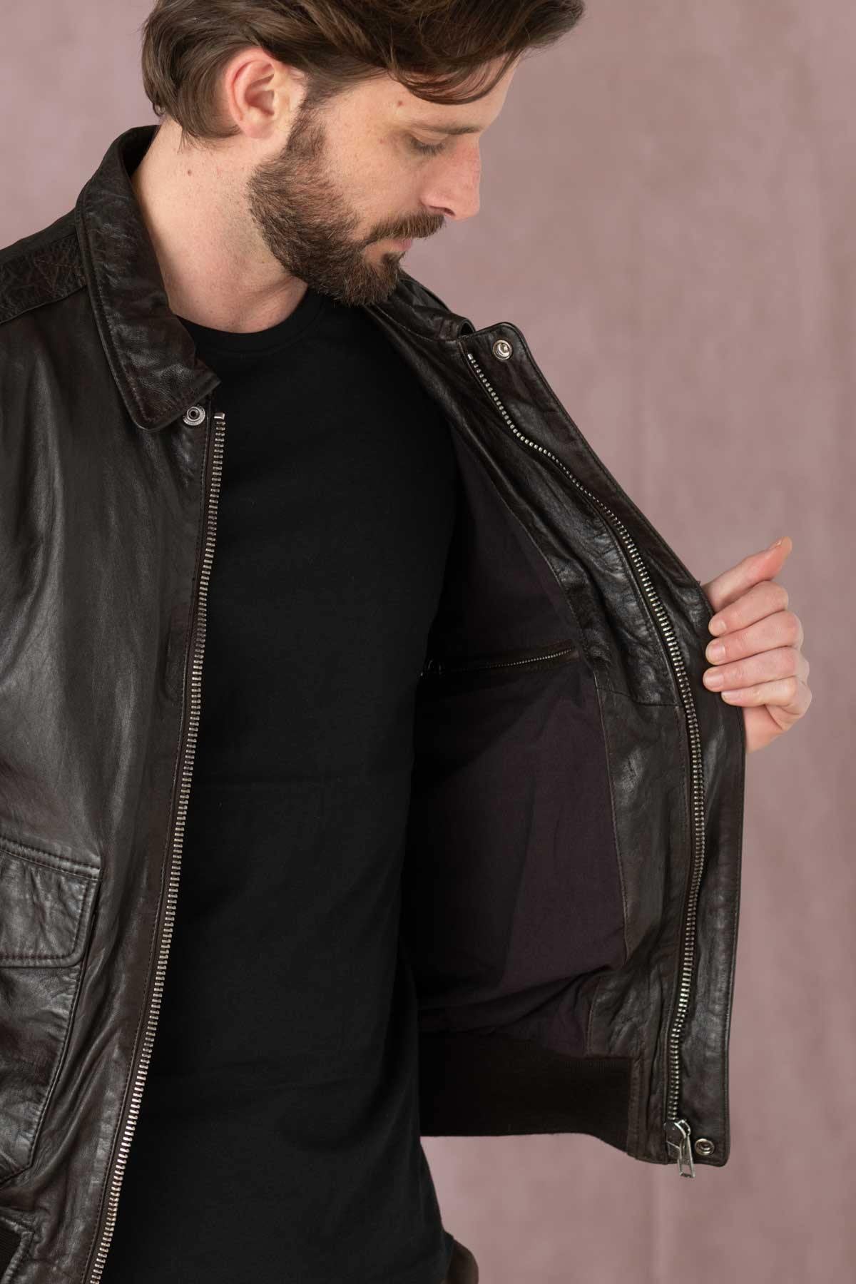 Herren Jacke Schott LCFLIGHTWX BROWN — Ansicht 5