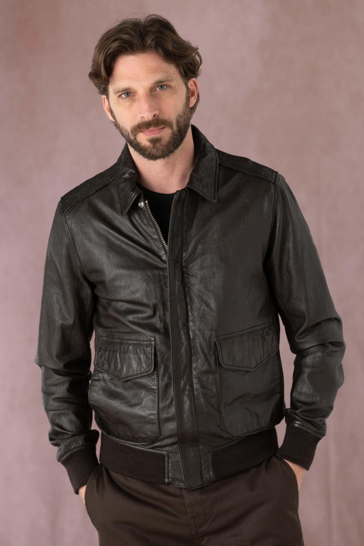 Herren Jacke Schott LCFLIGHTWX BROWN — Ansicht 3