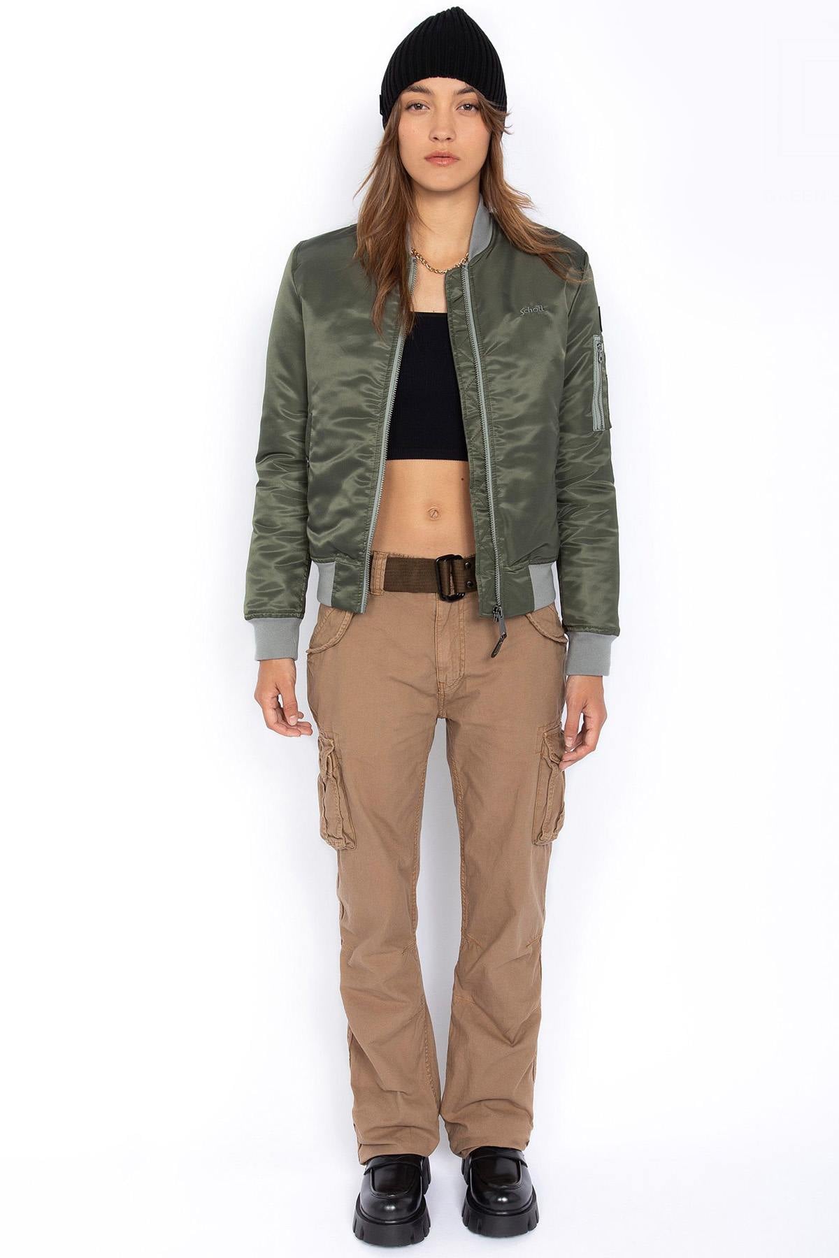 Chaqueta Mujeres Schott AIRFORCEWRS SAGE KAKI — vista 3