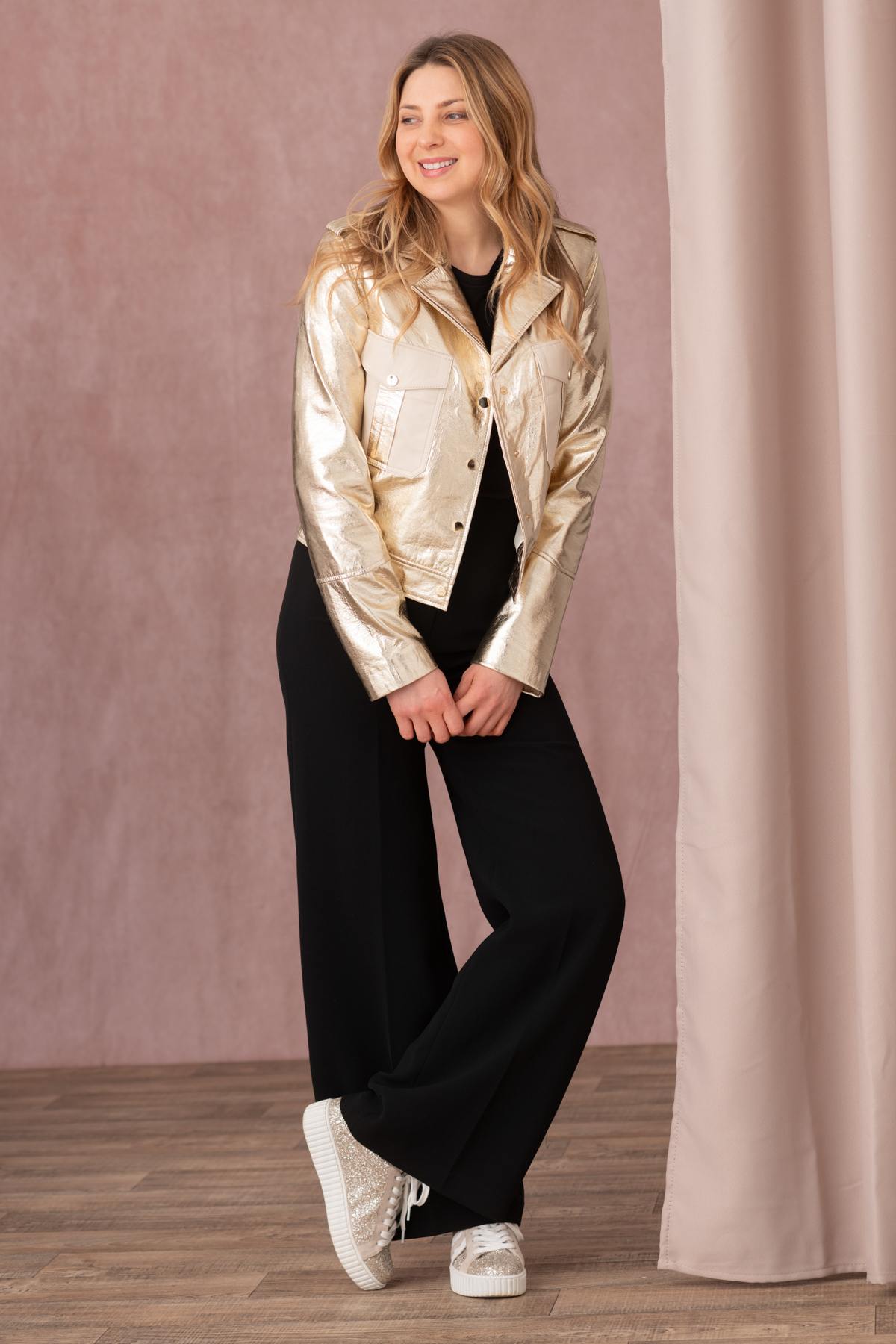 Damen Jacke Cityzen MAJESTIC AGNEAU PERLE OR/ECRU — Ansicht 2