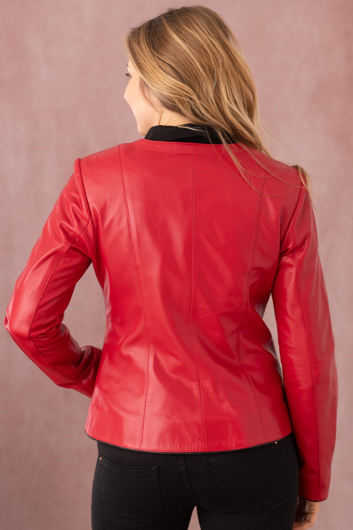 Giacche Donna Cityzen NOOLITA AGNEAU PERLE ROUGE/NOIR — vista 5