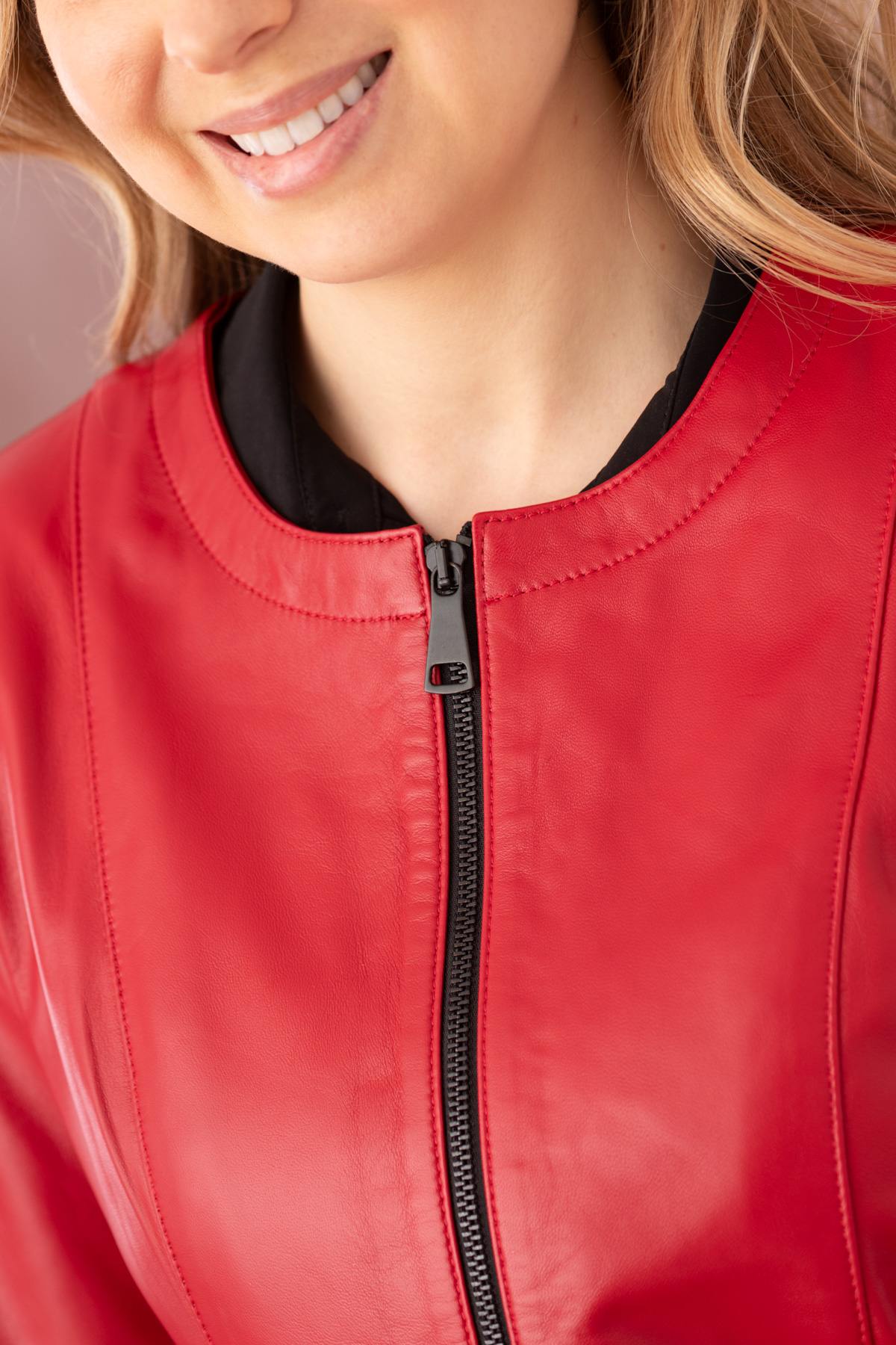 Giacche Donna Cityzen NOOLITA AGNEAU PERLE ROUGE/NOIR — vista 3