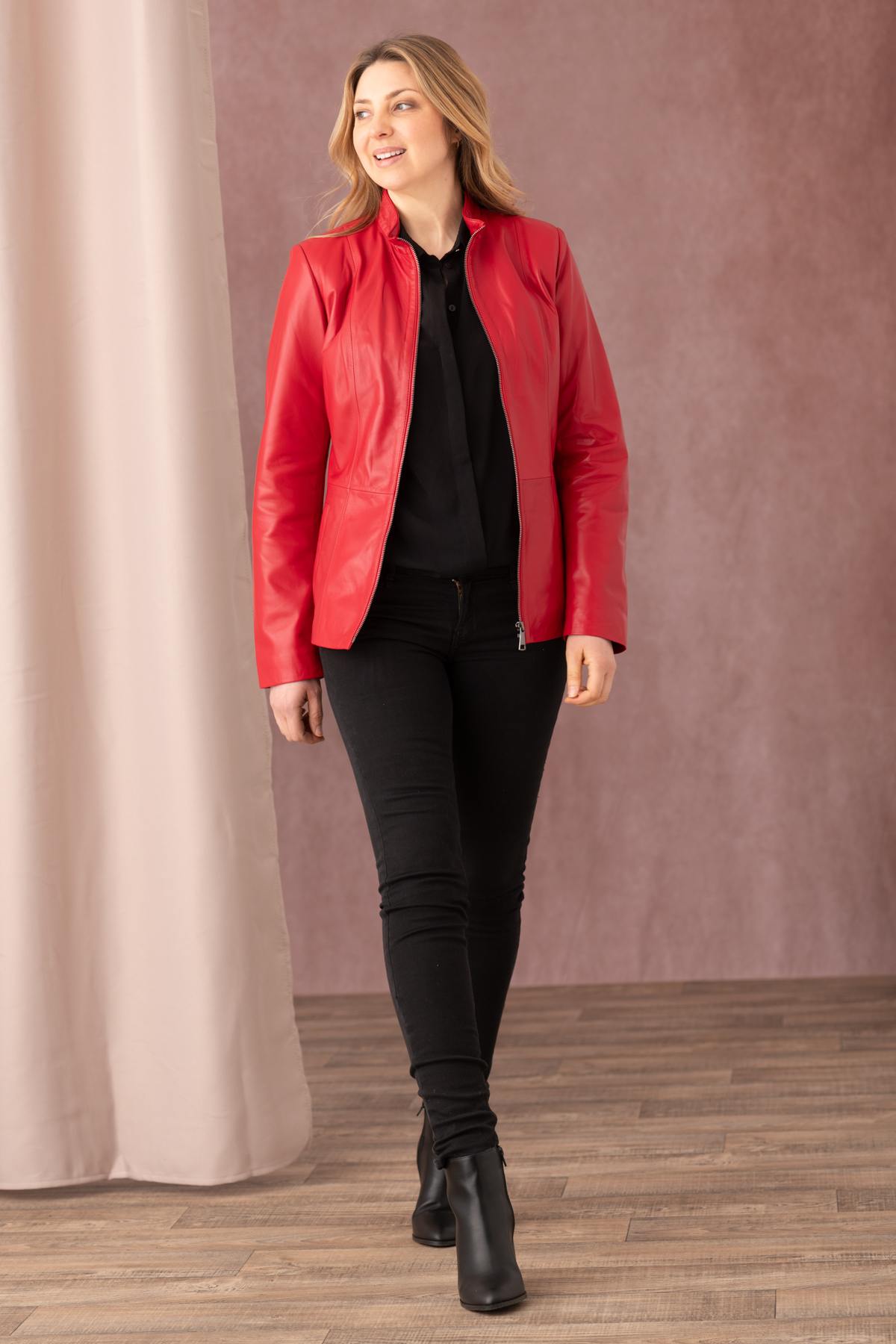 Giacche Donna Cityzen IRINA AGNEAU PERLE ROUGE — vista 2