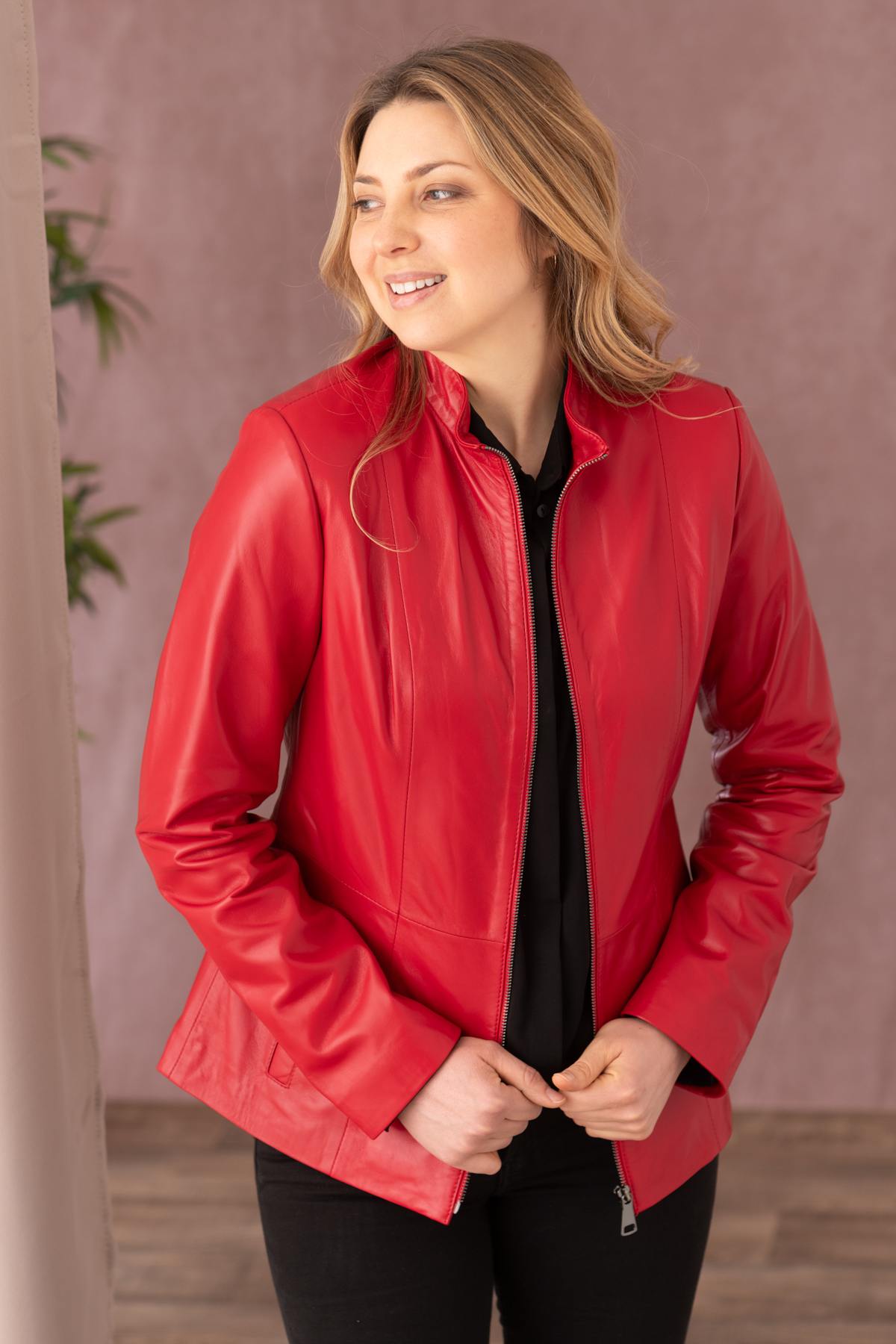 Giacche Donna Cityzen IRINA AGNEAU PERLE ROUGE — vista 1
