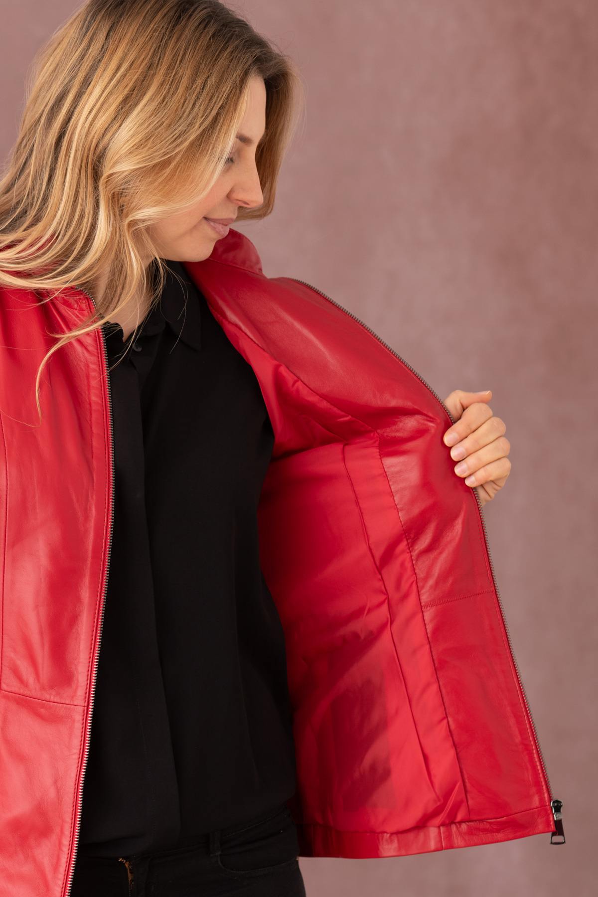 Giacche Donna Cityzen IRINA AGNEAU PERLE ROUGE — vista 6