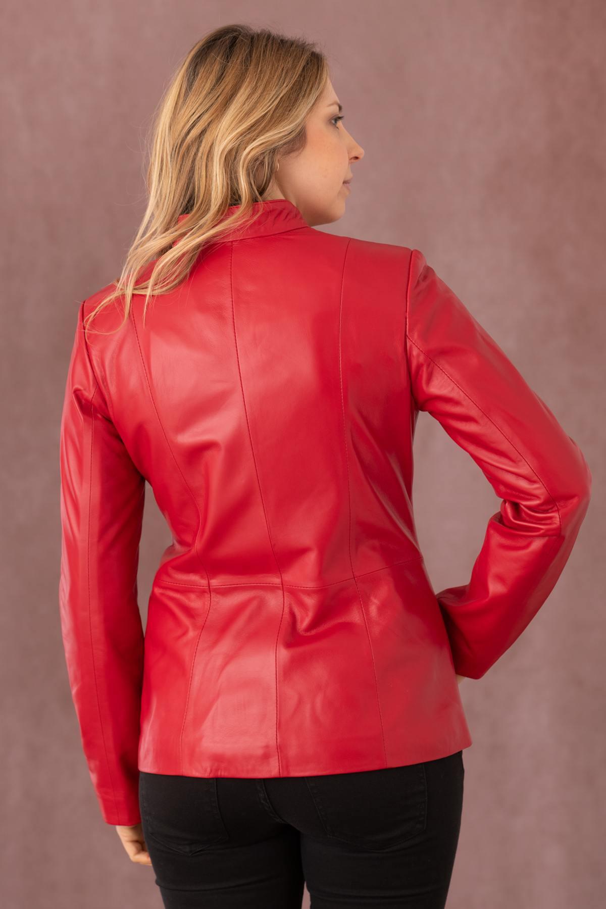 Giacche Donna Cityzen IRINA AGNEAU PERLE ROUGE — vista 3