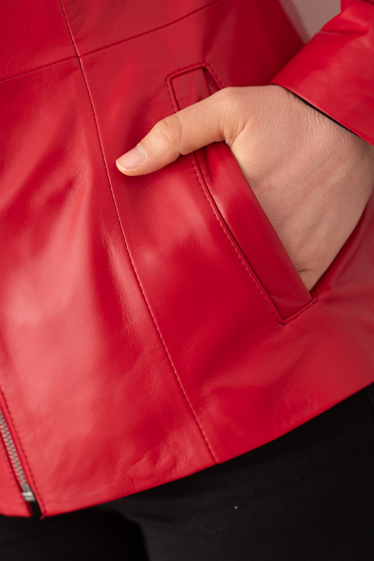 Giacche Donna Cityzen IRINA AGNEAU PERLE ROUGE — vista 4