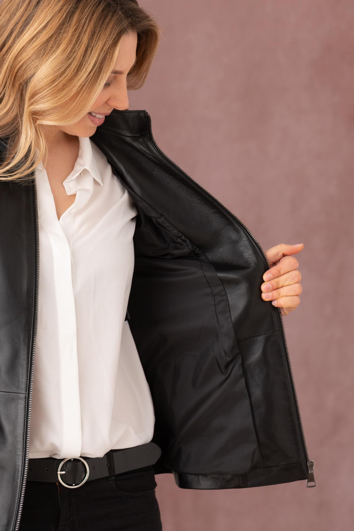 Giacche Donna Cityzen IRINA AGNEAU PERLE NOIR — vista 7