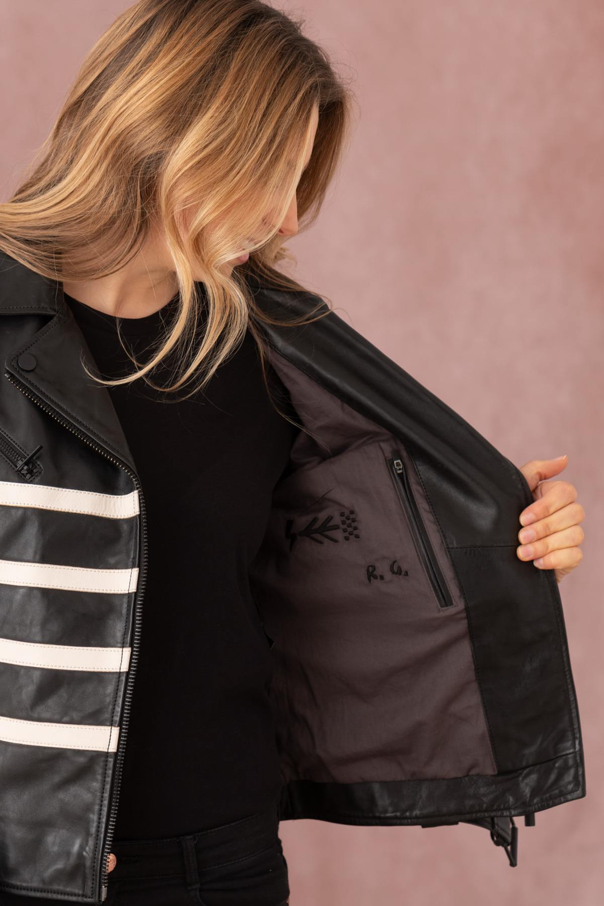 Blouson Femme Rose Garden CHAPUT SHEEP ATLAS BLACK — vue 9
