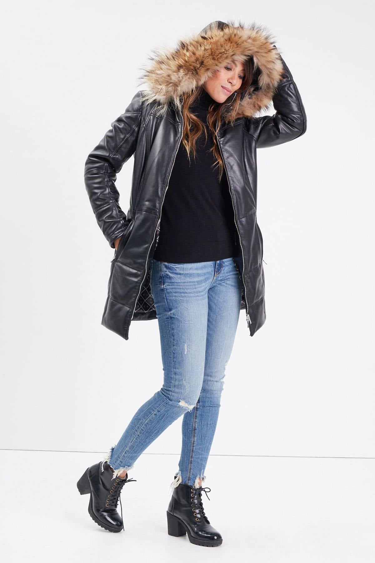 Veste Femme Rose Garden ANOUK HOOD LAMB ORION BLACK — vue 2