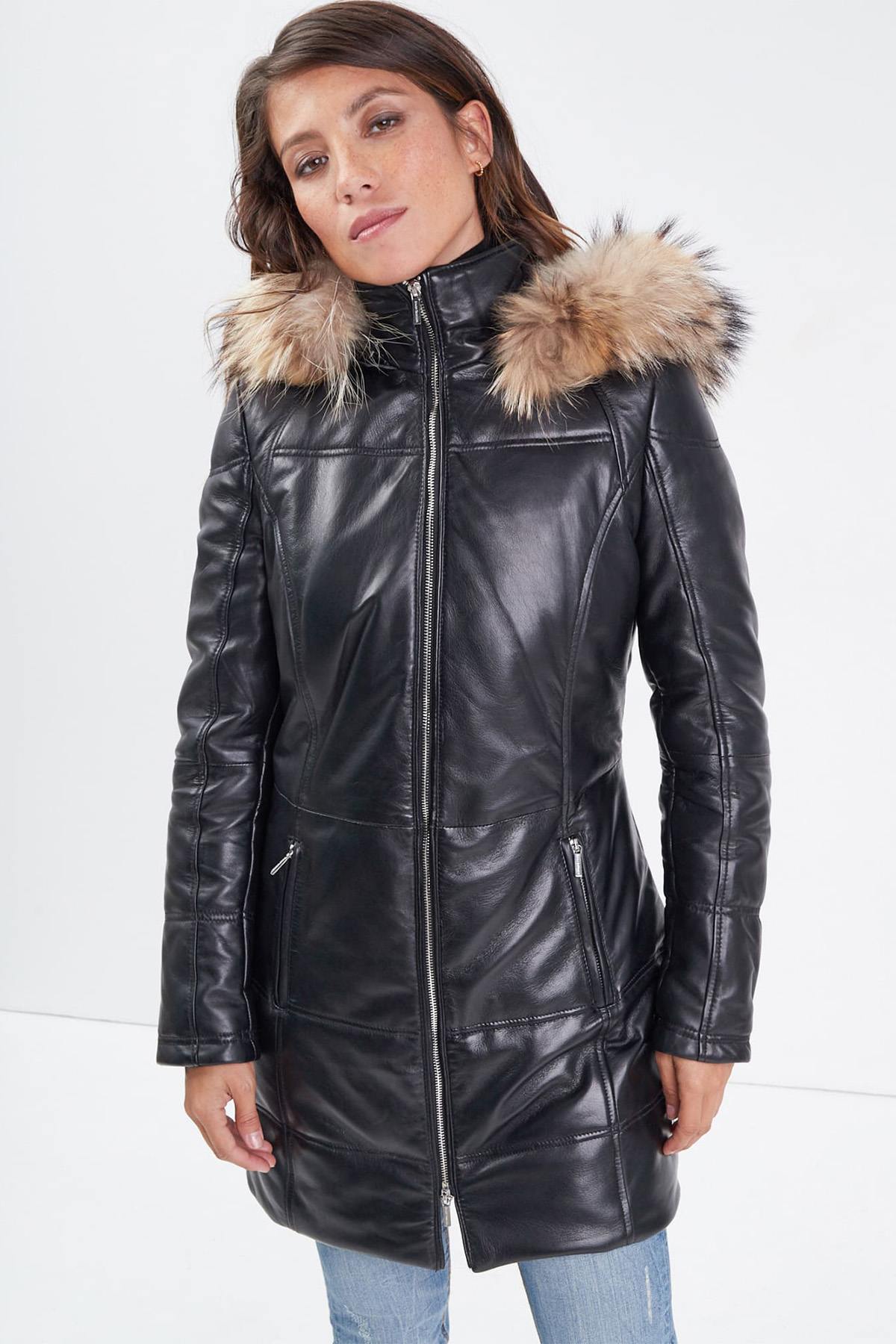 Veste Femme Rose Garden ANOUK HOOD LAMB ORION BLACK — vue 1