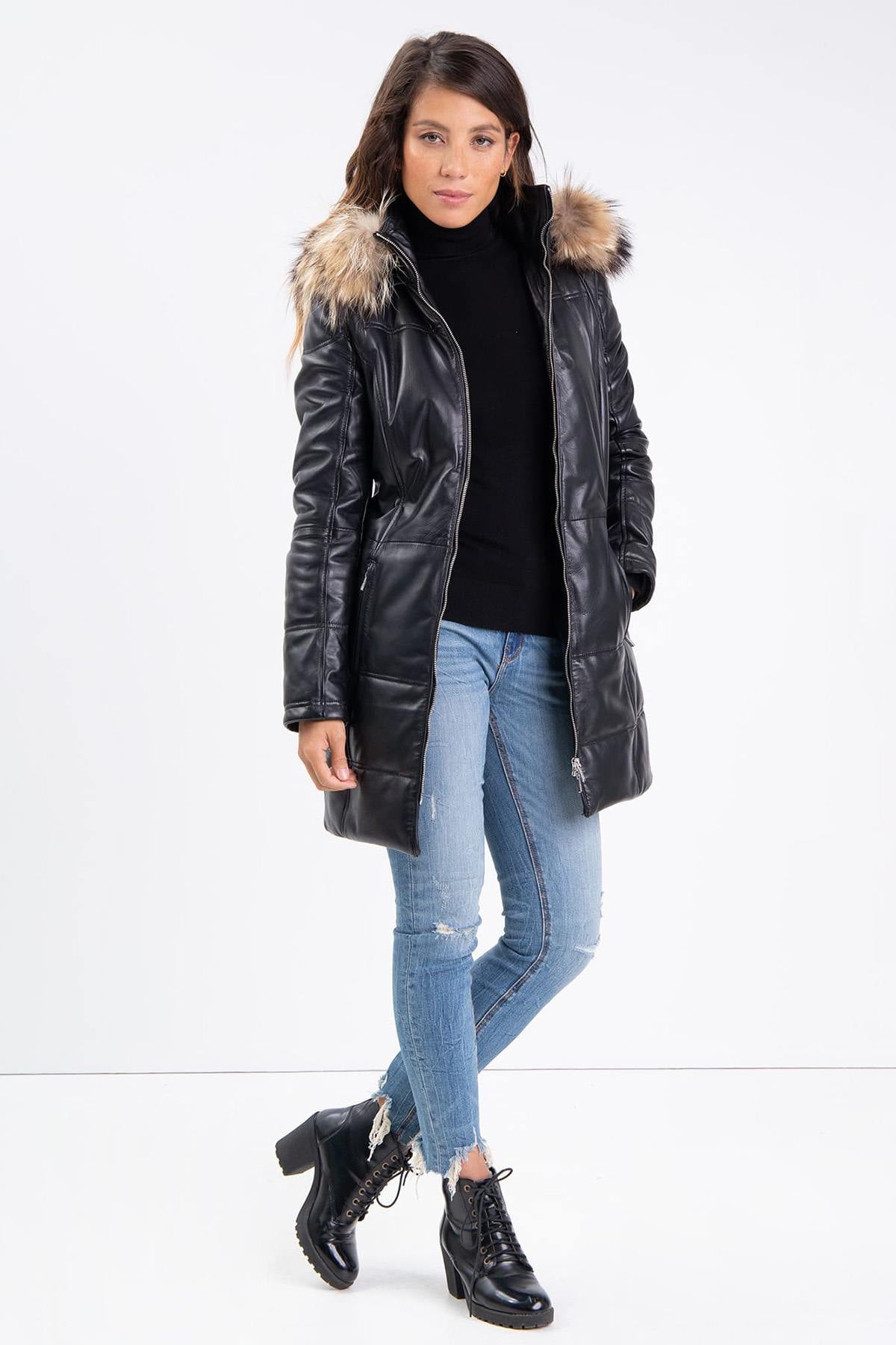 Veste Femme Rose Garden ANOUK HOOD LAMB ORION BLACK — vue 6
