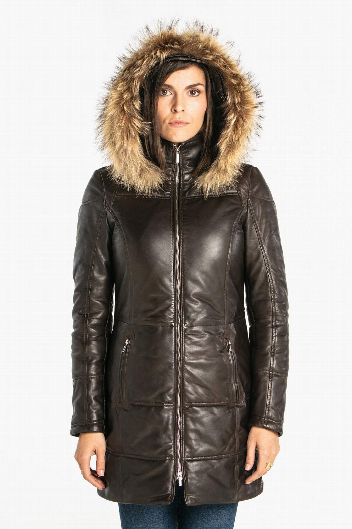 Giacche Donna Rose Garden ANOUK HOOD LAMB ORION BROWN — vista 2