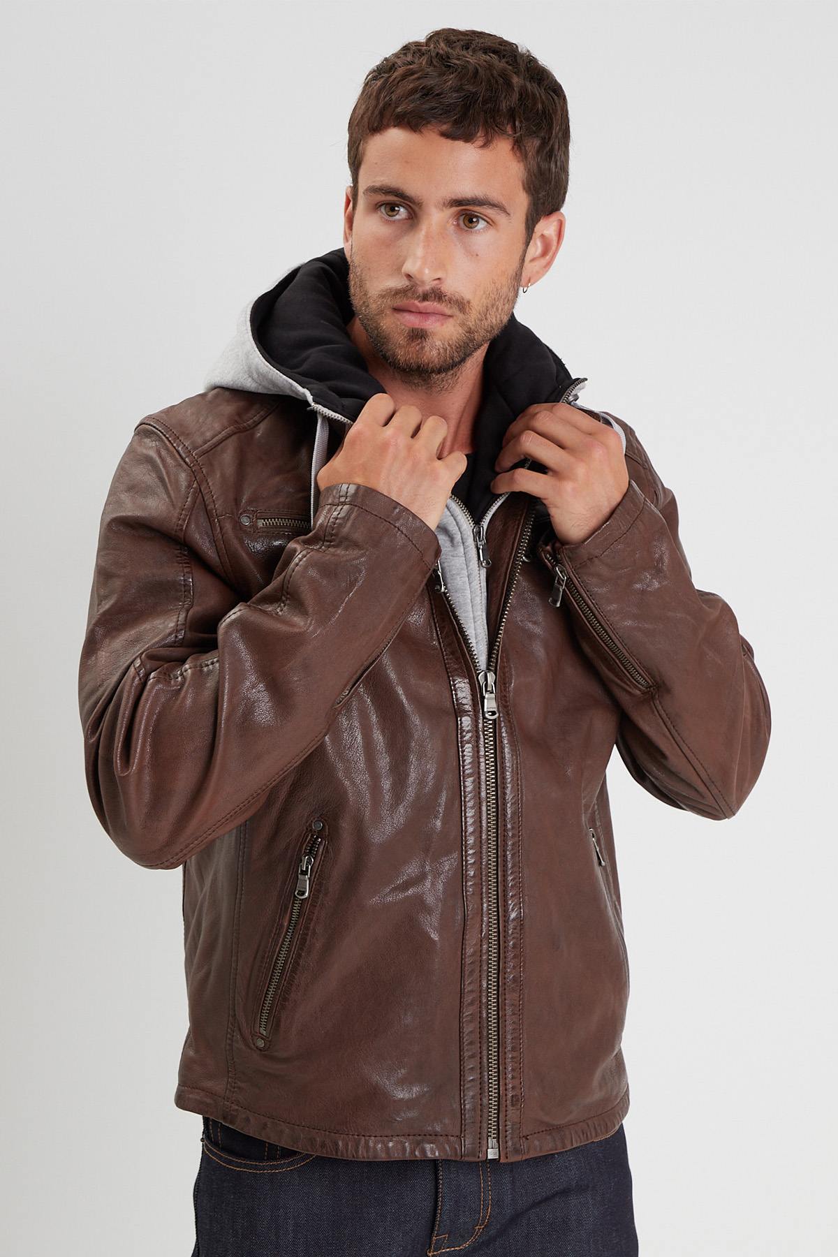 Blouson Homme Daytona WINSTON HOOD LAMB VITA BISON — vue 1