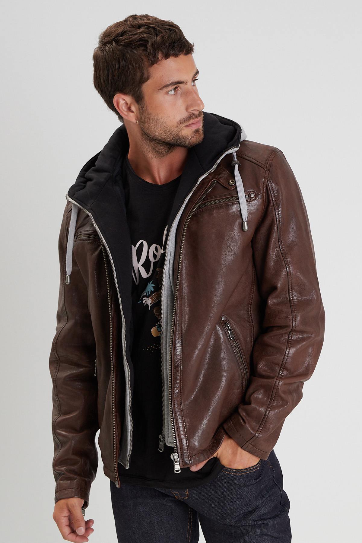 Blouson Homme Daytona WINSTON HOOD LAMB VITA BISON — vue 5