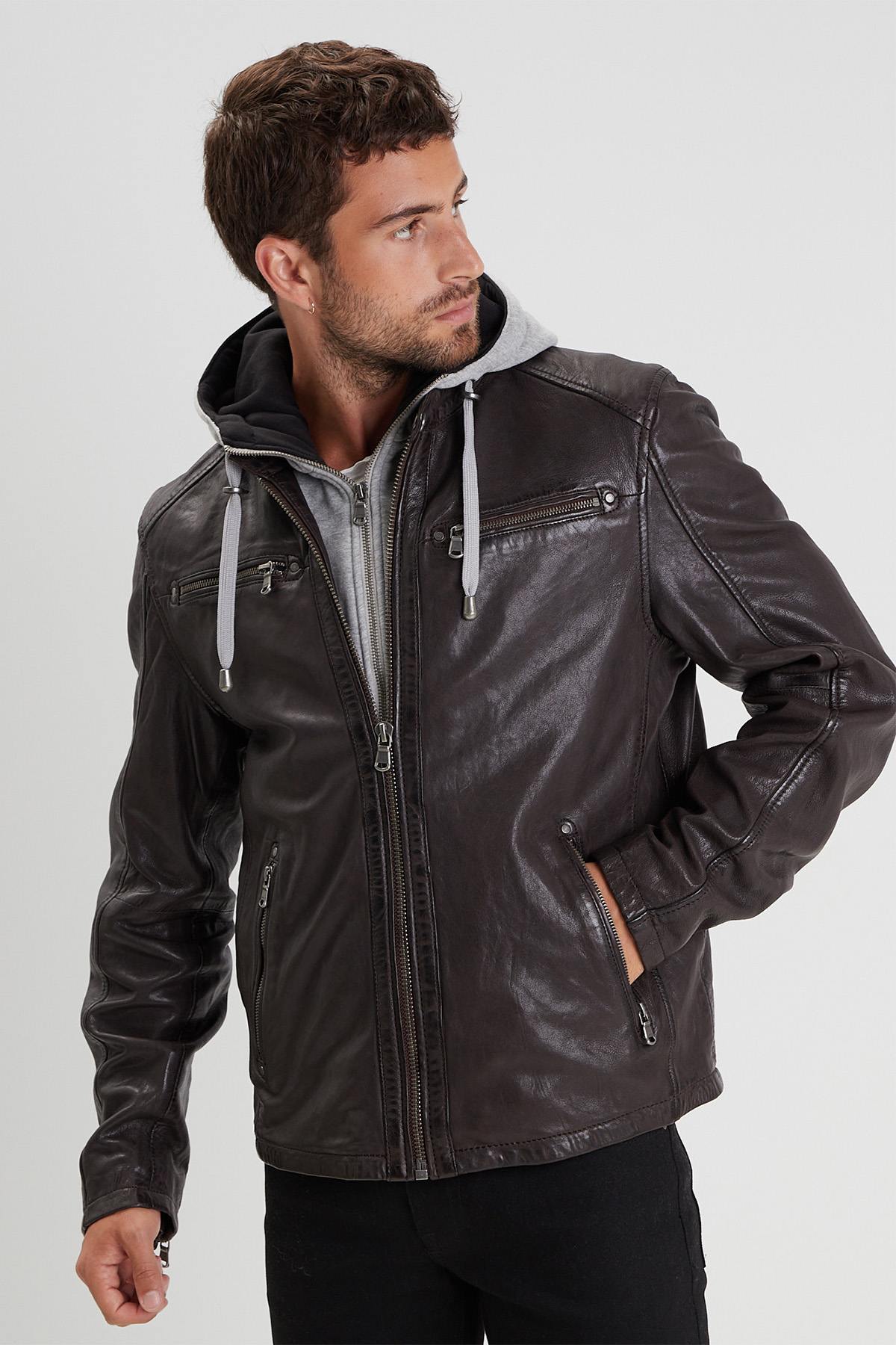 Blouson Homme Daytona WINSTON HOOD LAMB VITA R.BROWN — vue 1