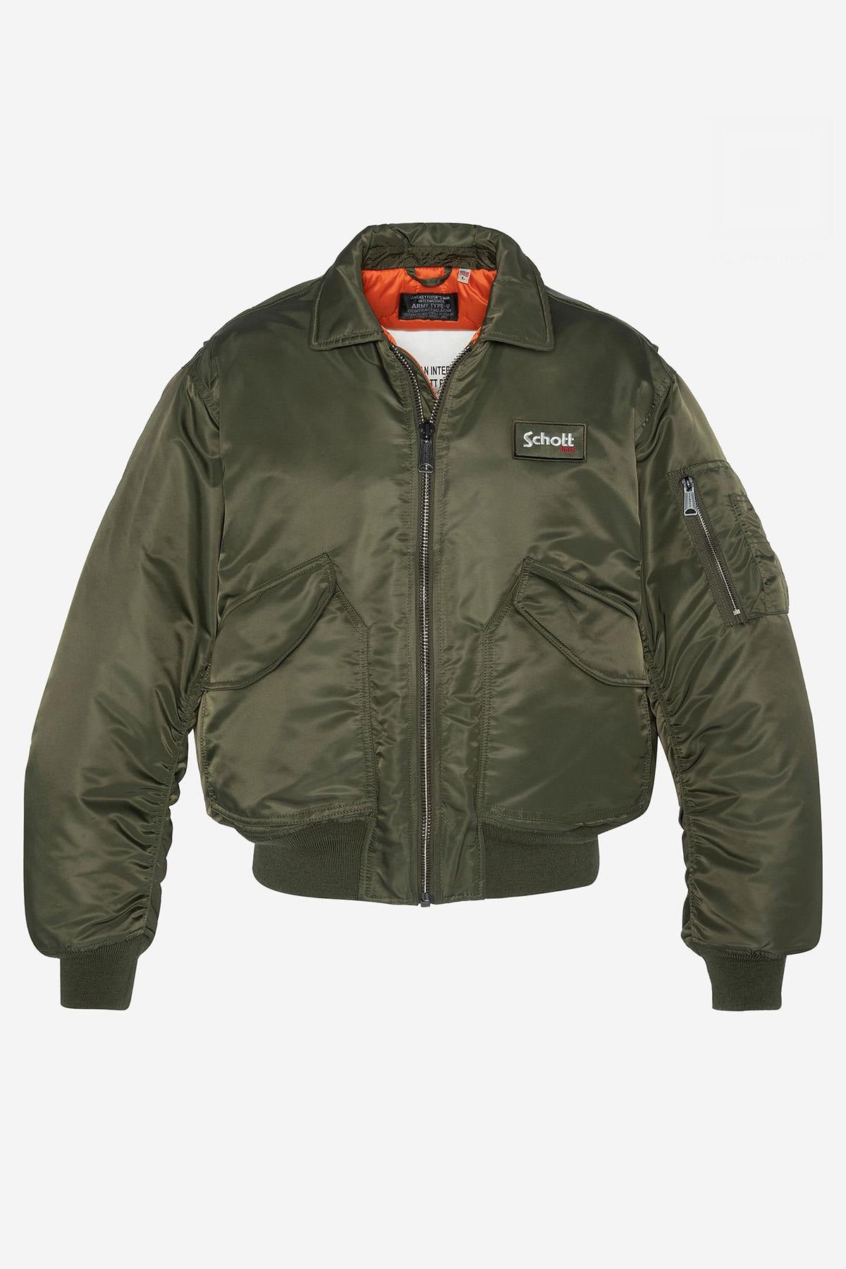 Blouson Homme Schott 21090RS ARMY KAKI — vue 6