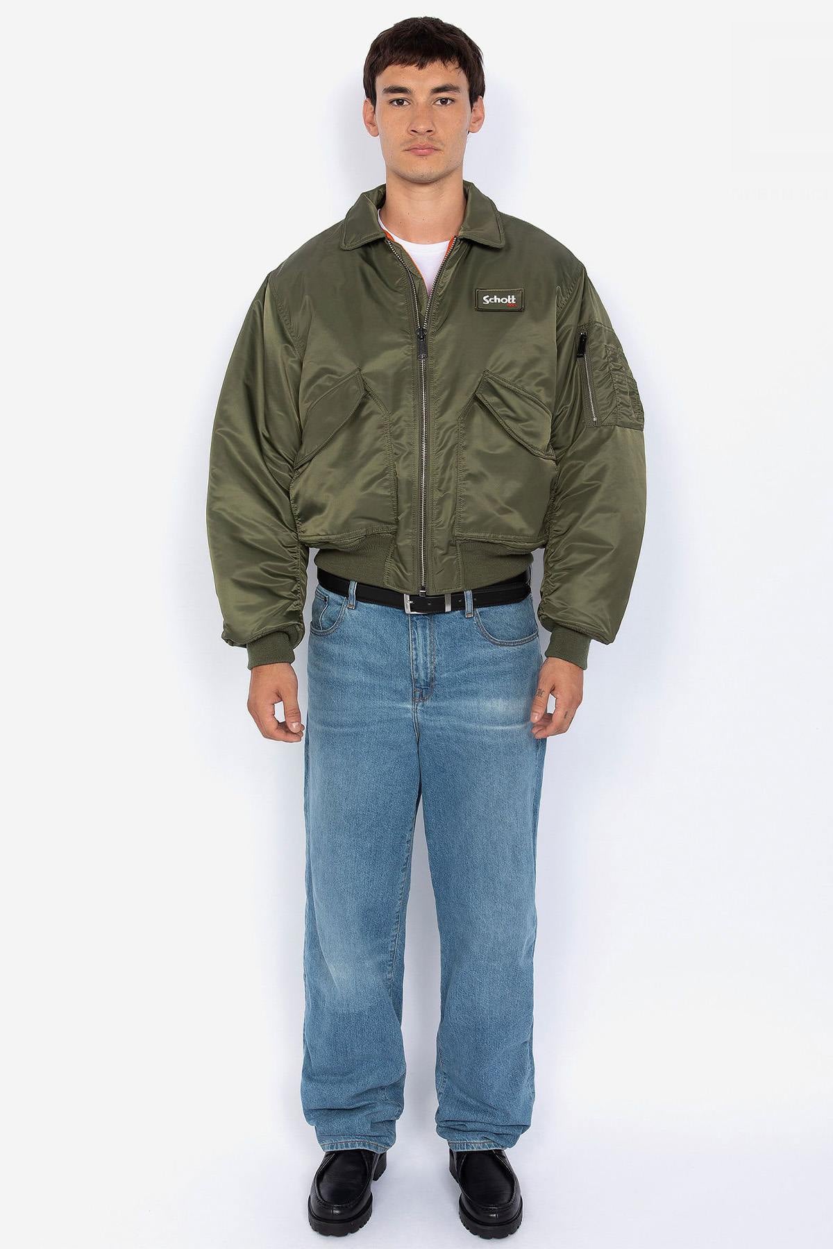 Blouson Homme Schott 21090RS ARMY KAKI — vue 5