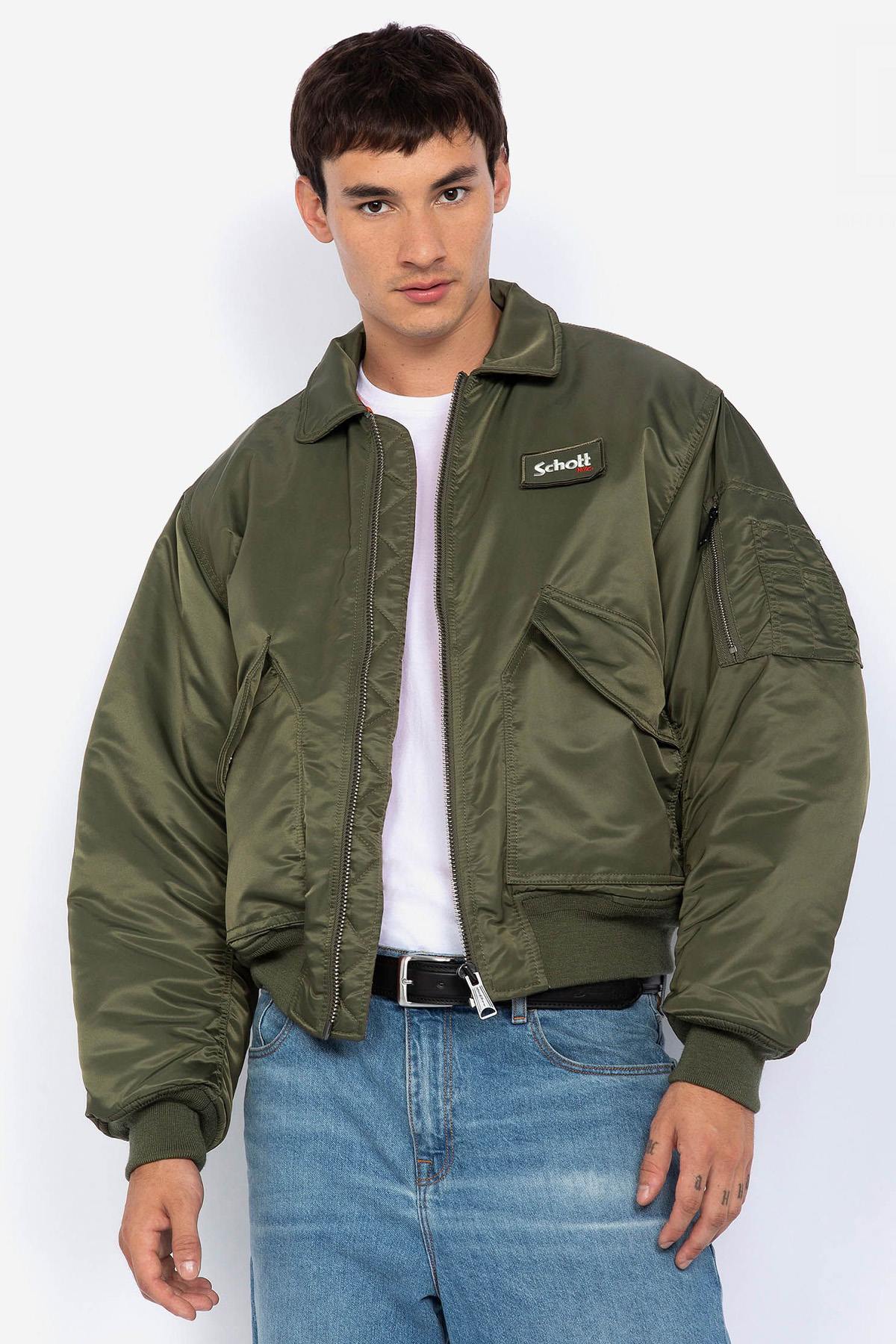 Blouson Homme Schott 21090RS ARMY KAKI — vue 1