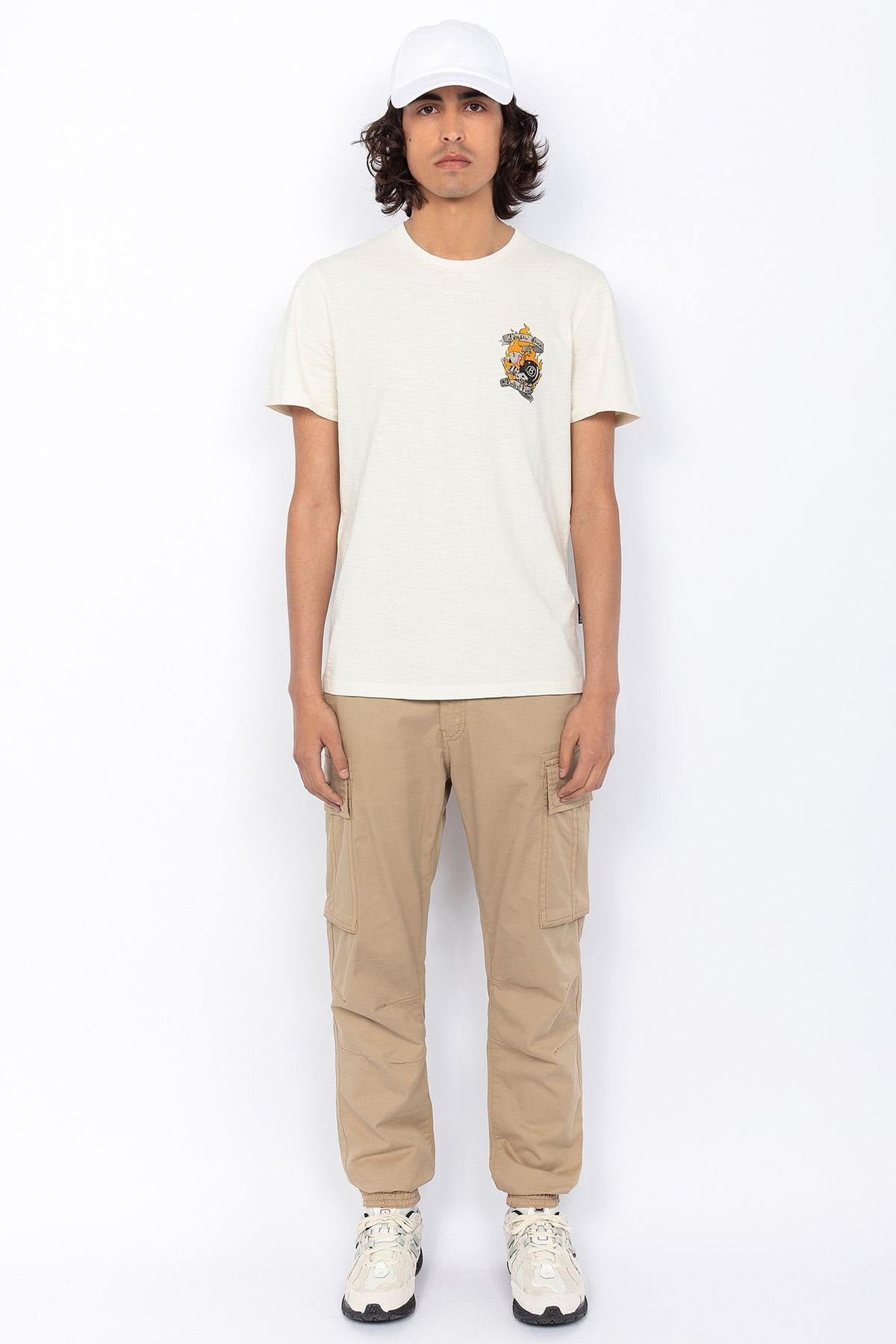 Camiseta Hombre Schott TSGRIFFIN OFF WHITE — vista 2