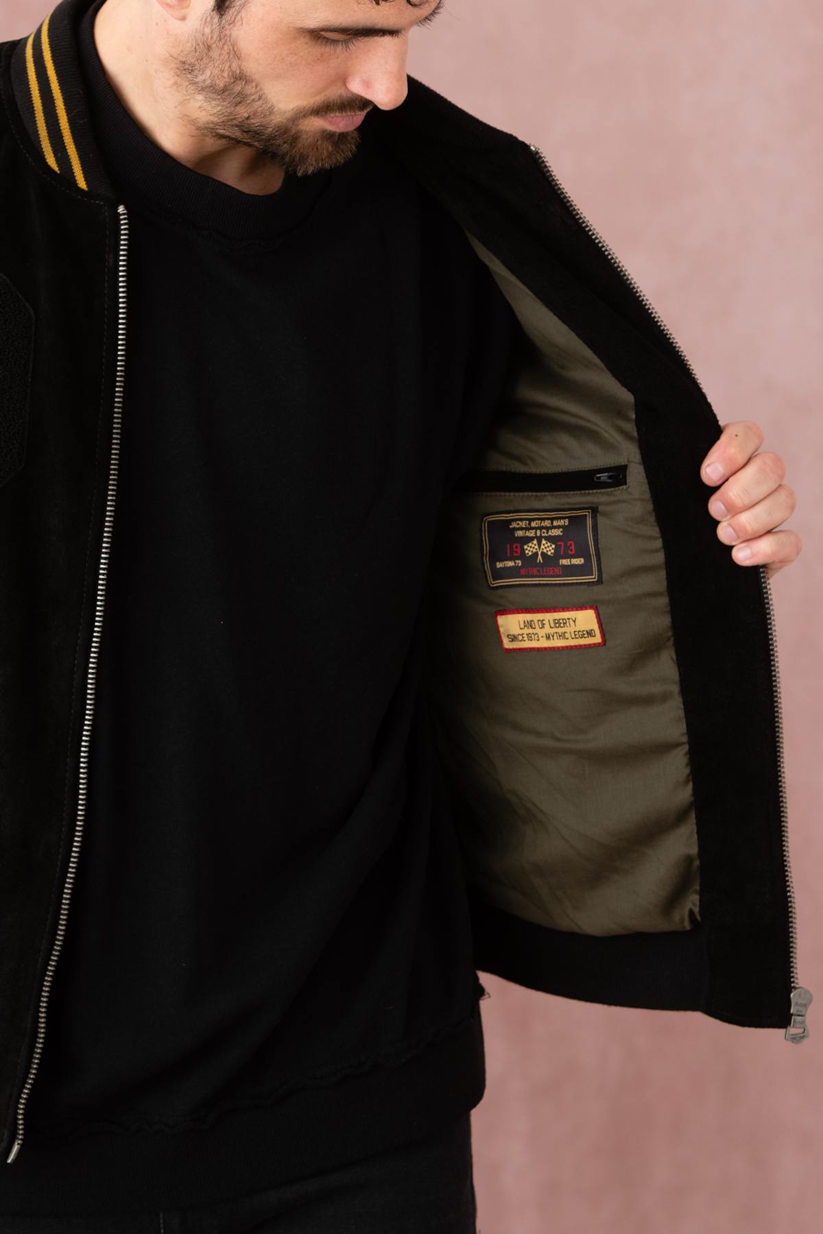 Chaqueta Hombre Daytona ACADEMY BUFF SUEDE BLACK YELLOW — vista 8