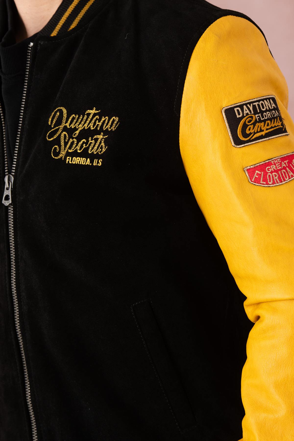 Chaqueta Hombre Daytona ACADEMY BUFF SUEDE BLACK YELLOW — vista 4