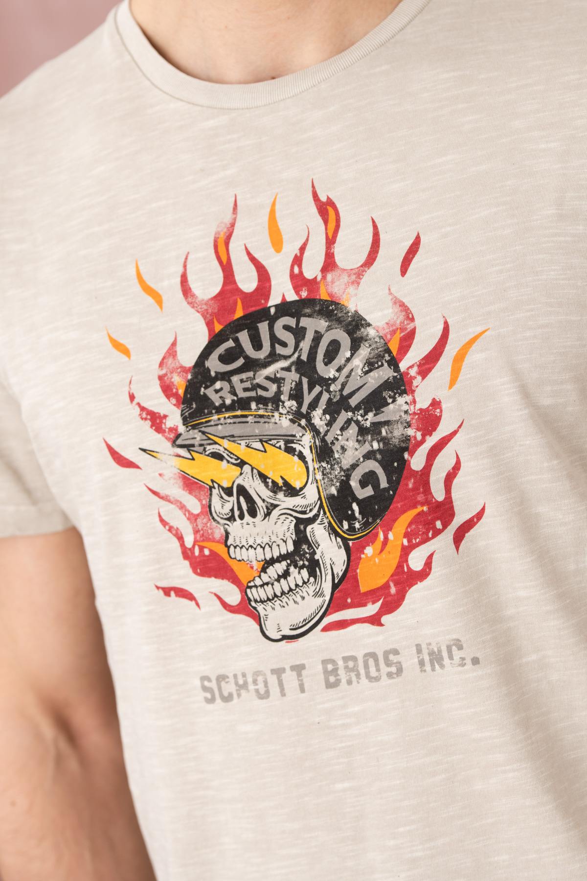 Tee Shirt Homme Schott TSELIS CIMENT — vue 2