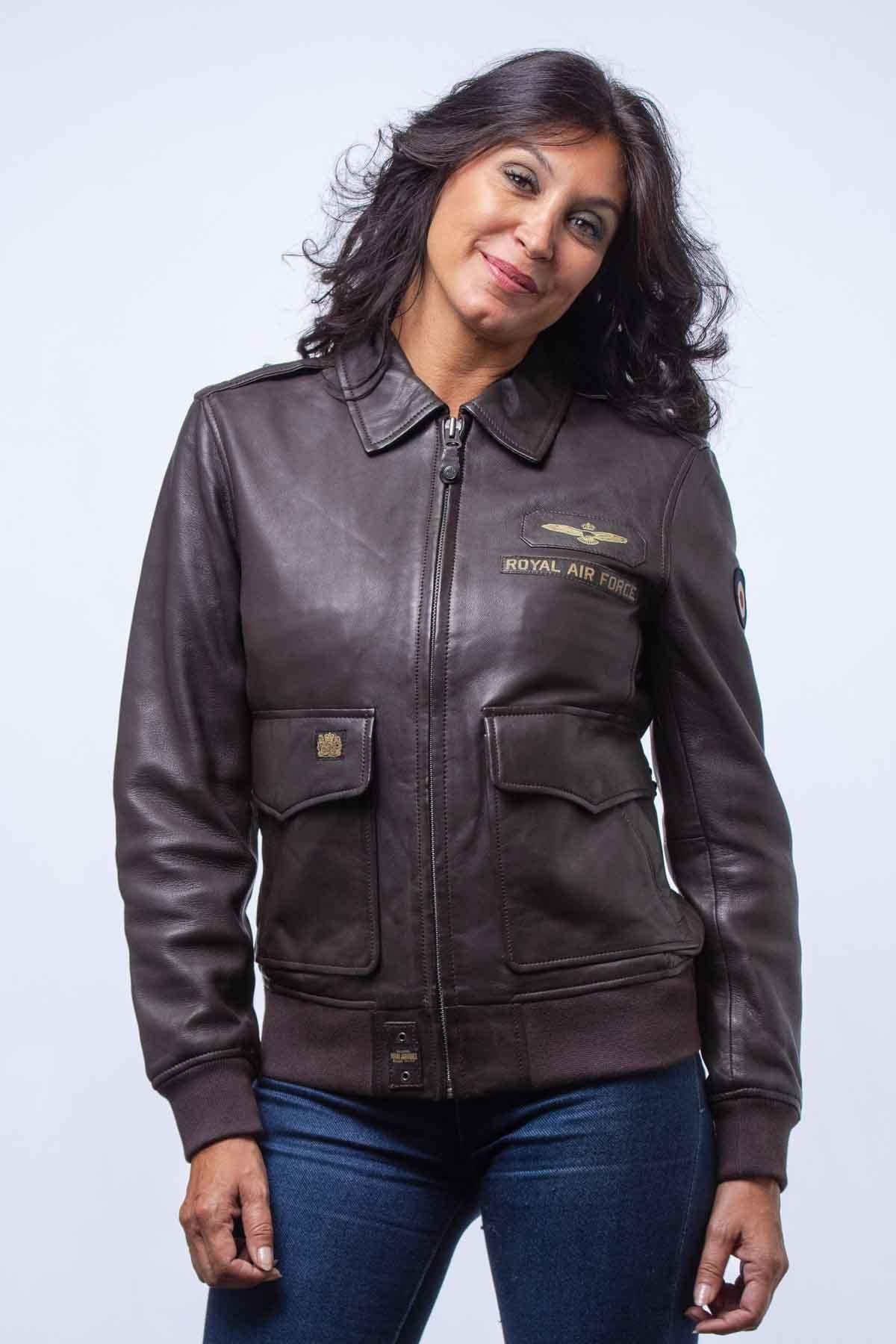 Damen Jacke Royal Air Force MOLLY2 DARK BROWN — Ansicht 1