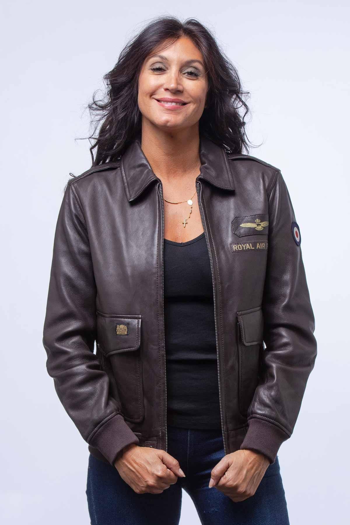 Damen Jacke Royal Air Force MOLLY2 DARK BROWN — Ansicht 2