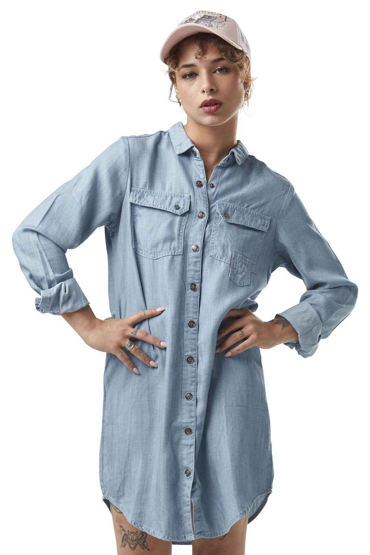 Falda/vestido Mujeres Von Dutch ROBE CHEMISE RC JEA J — vista 1