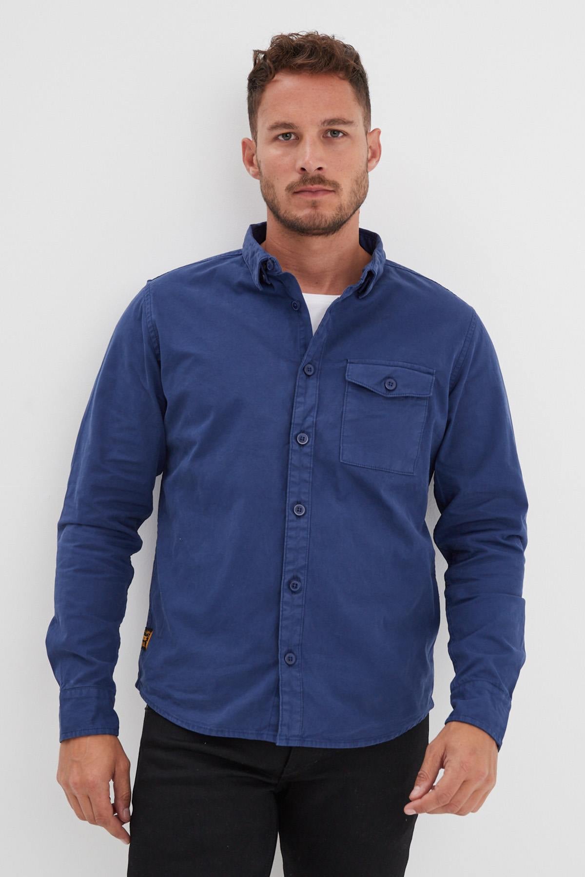 Chemise Homme Daytona VASSAR PRESCOTT TWILL BLEU DE CHINE — vue 6