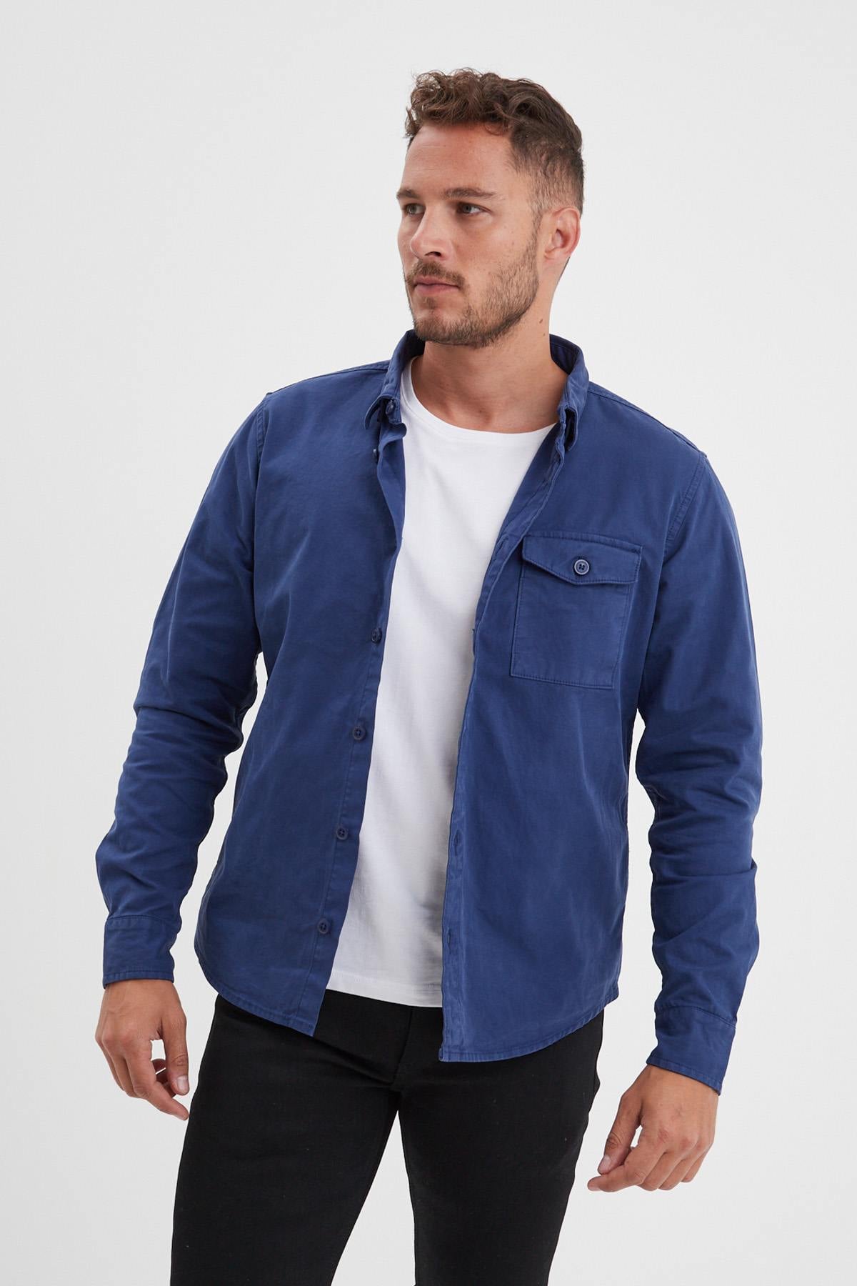 Chemise Homme Daytona VASSAR PRESCOTT TWILL BLEU DE CHINE — vue 2