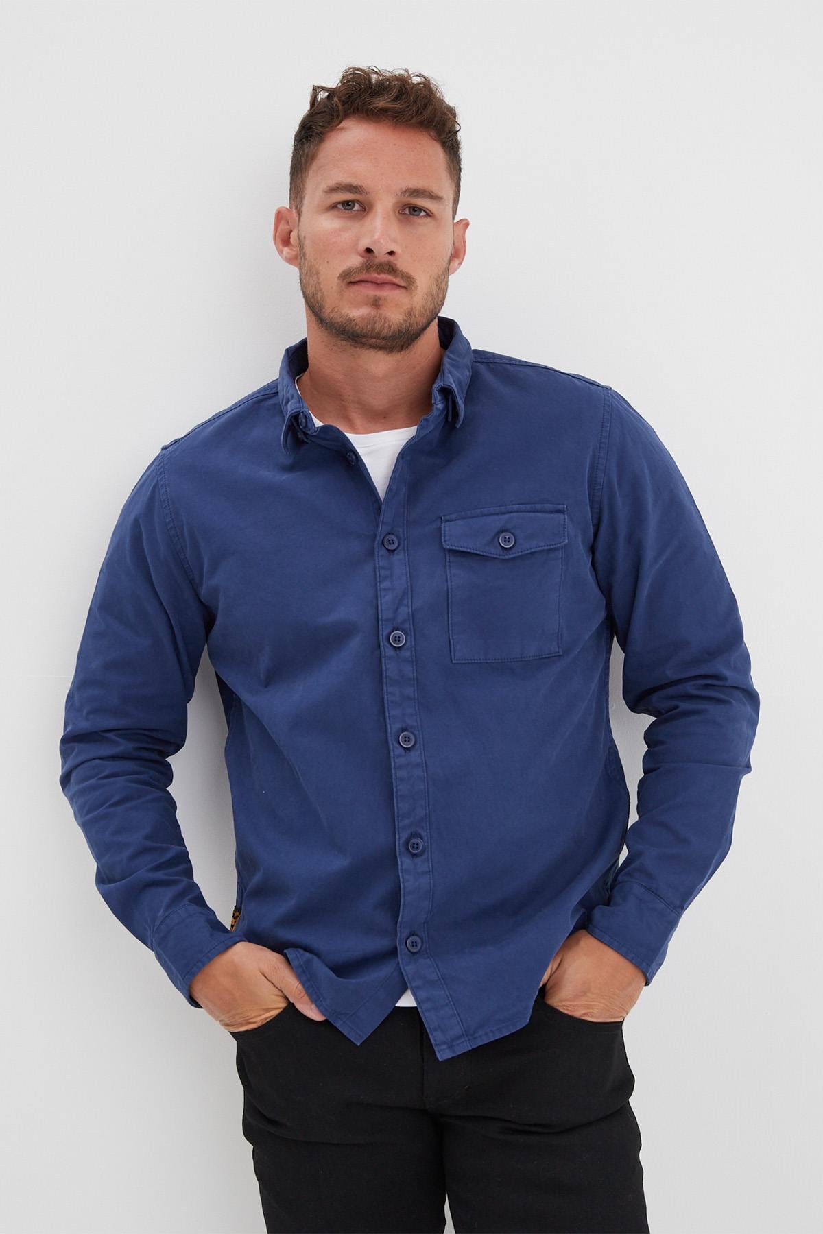 Chemise Homme Daytona VASSAR PRESCOTT TWILL BLEU DE CHINE — vue 1