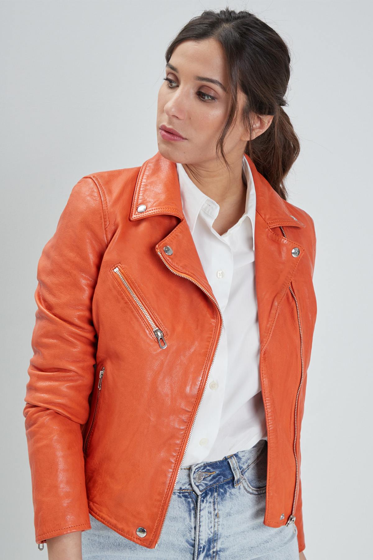 Blouson Femme Rose Garden OLYMPE LAMB VITA ORANGE — vue 3