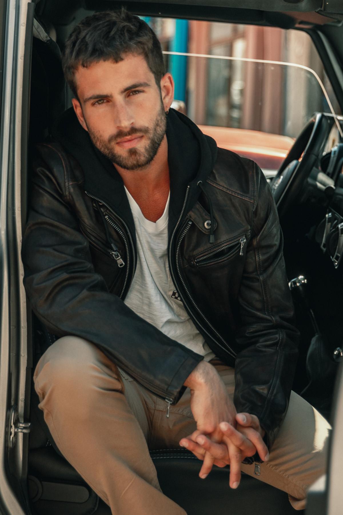 Blouson Homme Daytona WINSTONER SHEEP KANVAL BLACK/COGNAC — vue 10